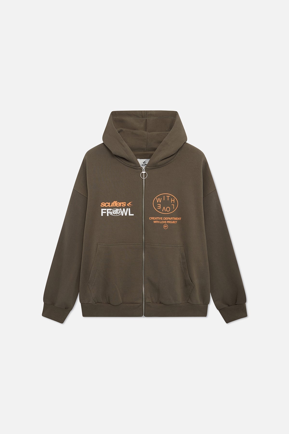 Sweat à capuche zippé Caviar Olive