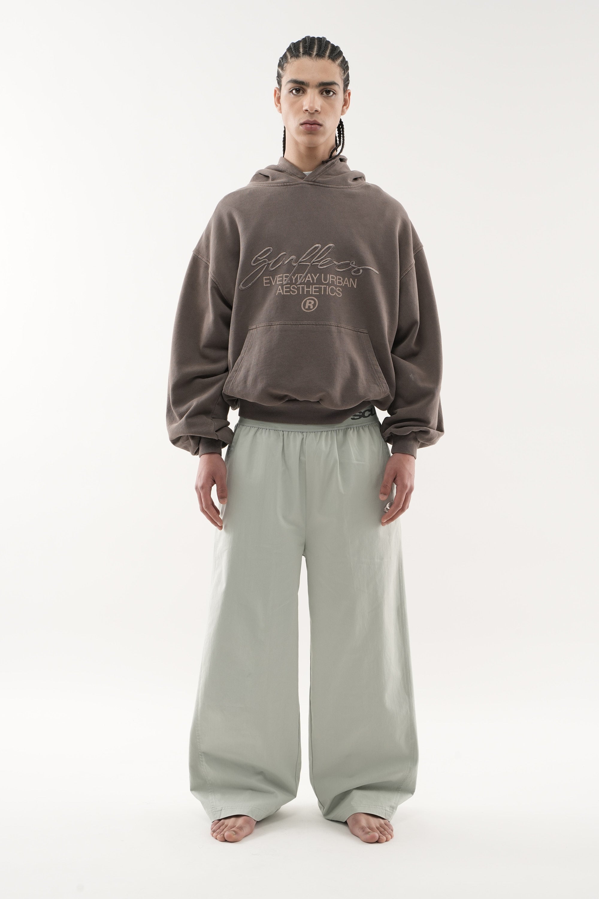 Sweat à capuche marron signature