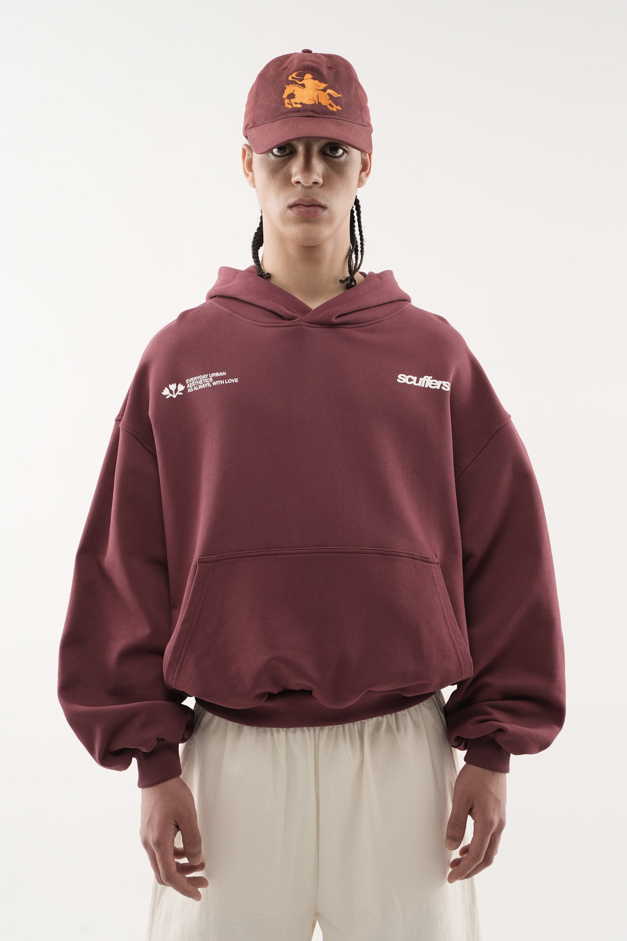 Sweat à capuche bordeaux SC
