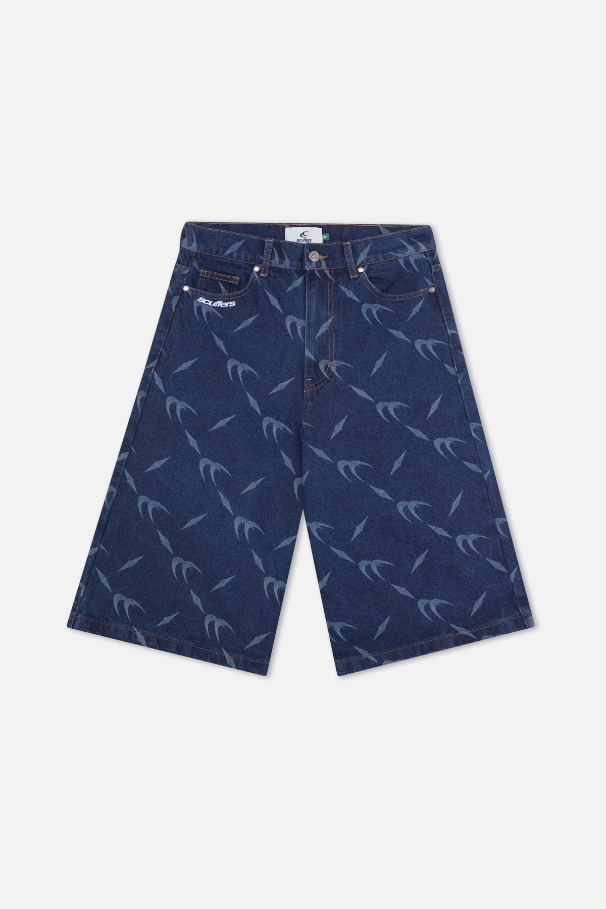Short en jean bleu foncé argenté