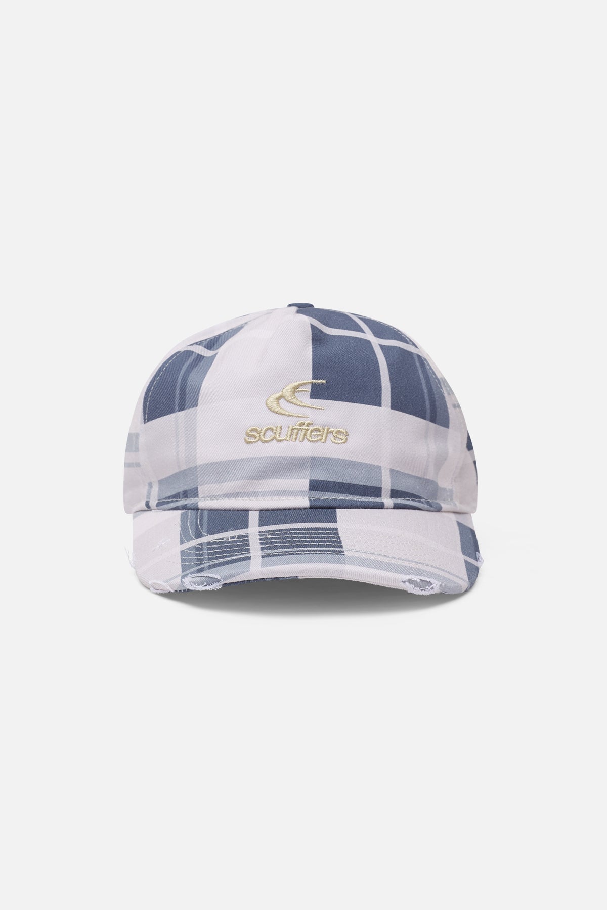 Casquette bleue à carreaux