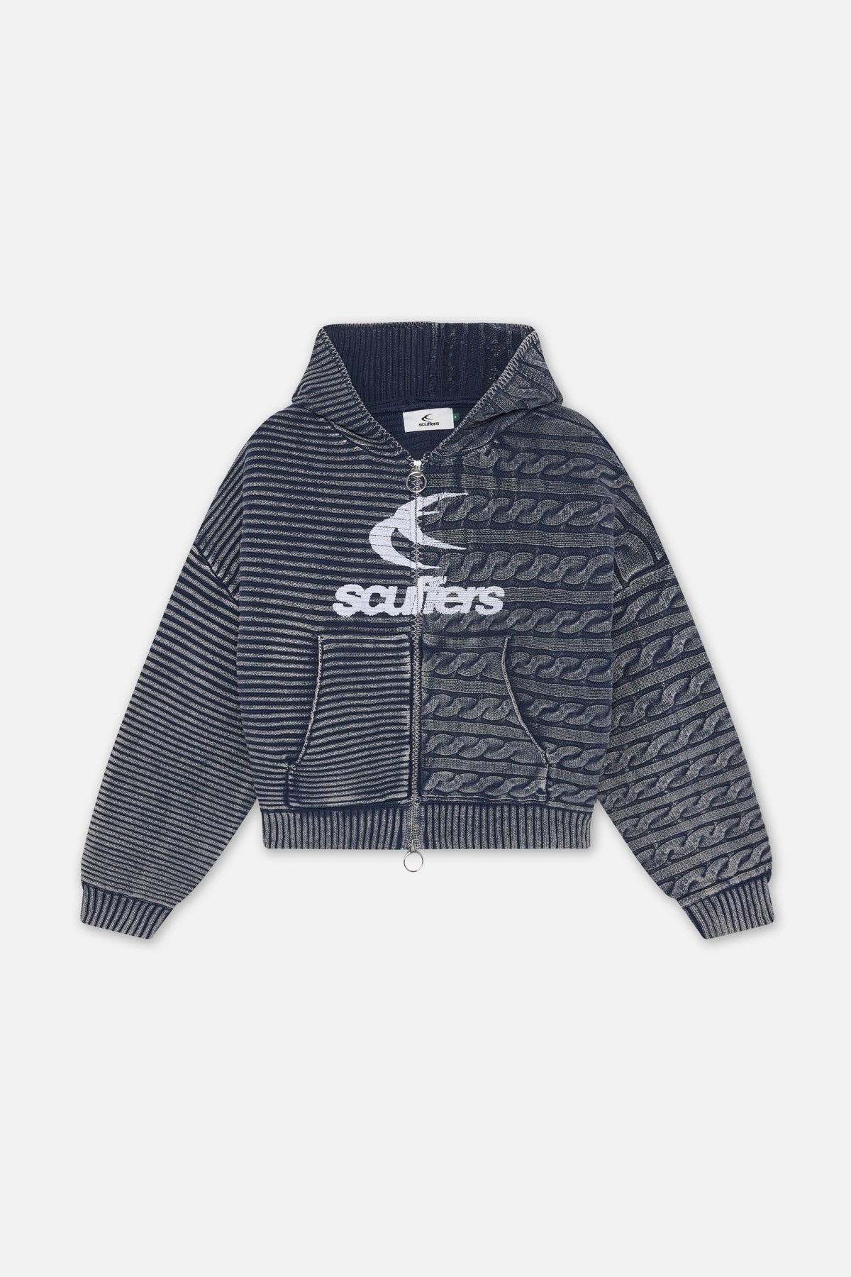 Frenchie en maille marine avec fermeture éclair