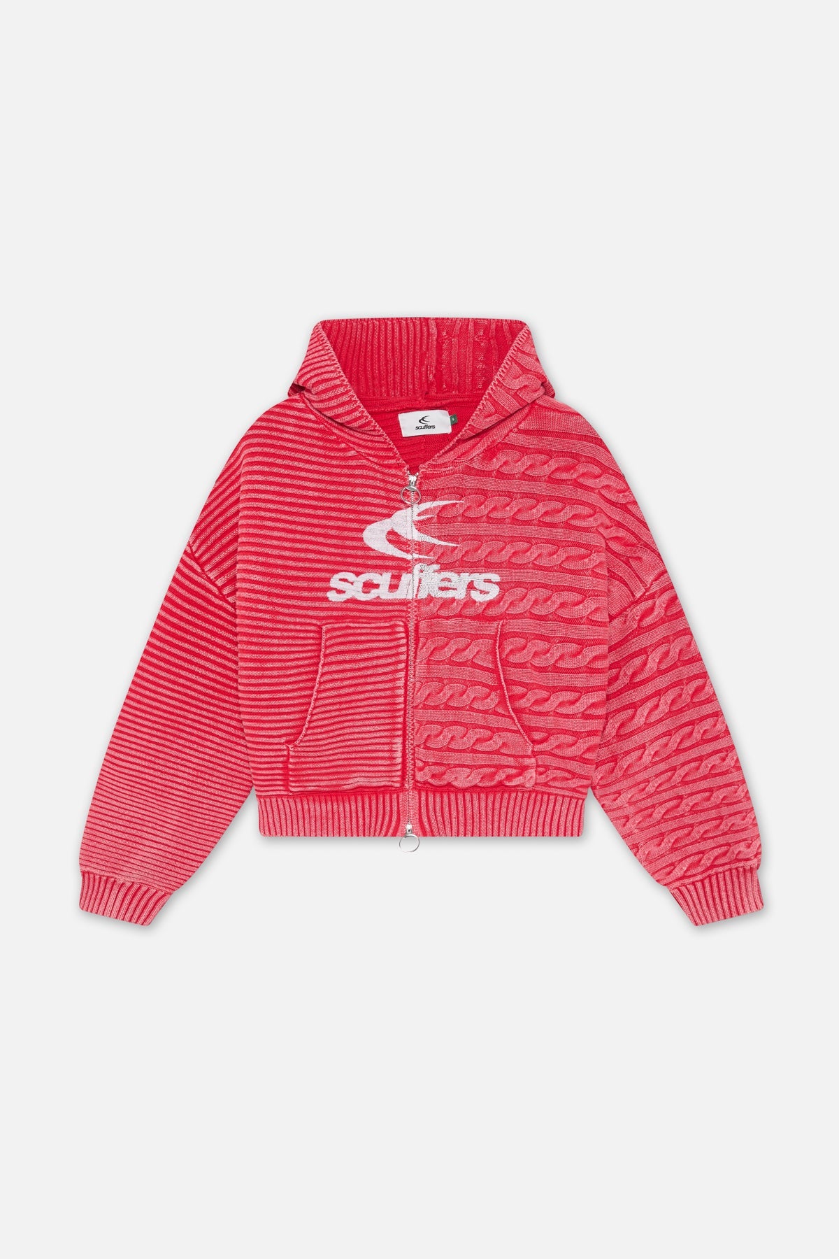 Frenchie en tricot rouge avec fermeture éclair
