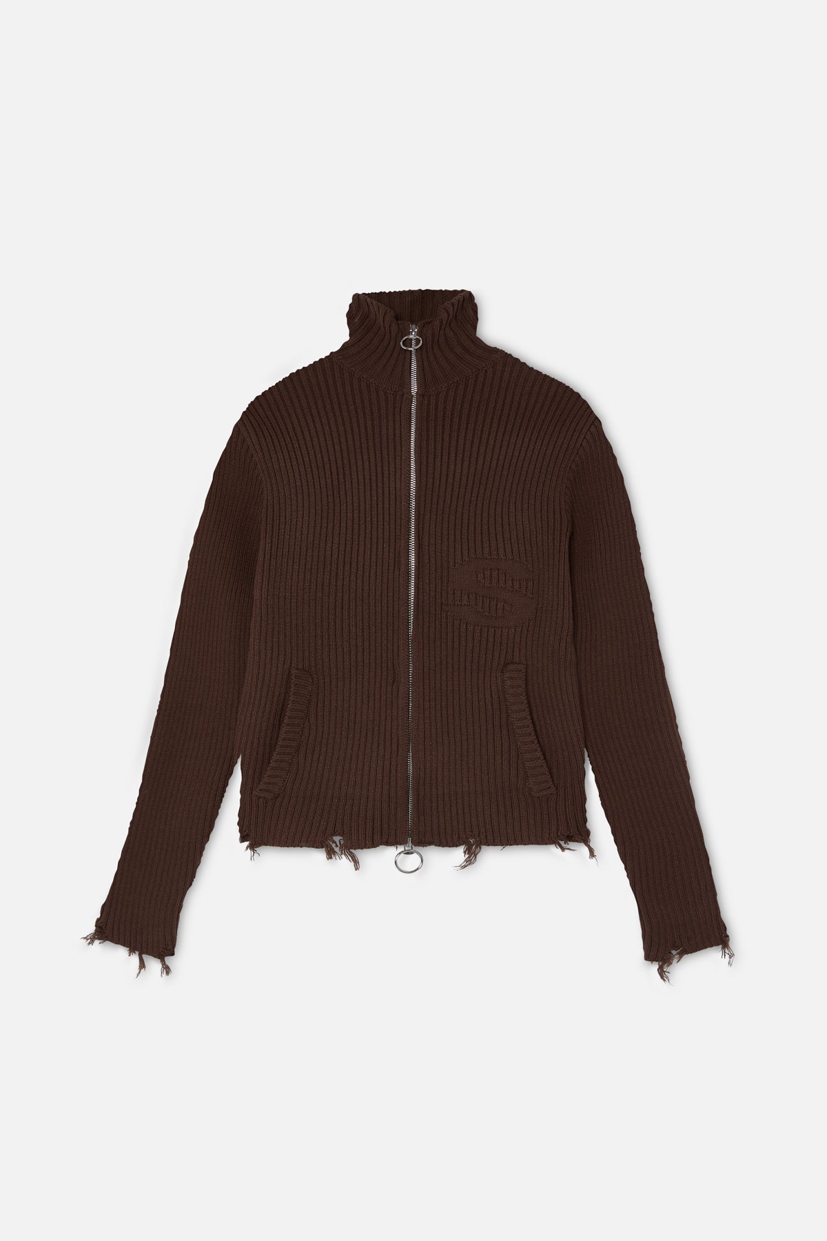 Fermeture éclair marron en tricot osé