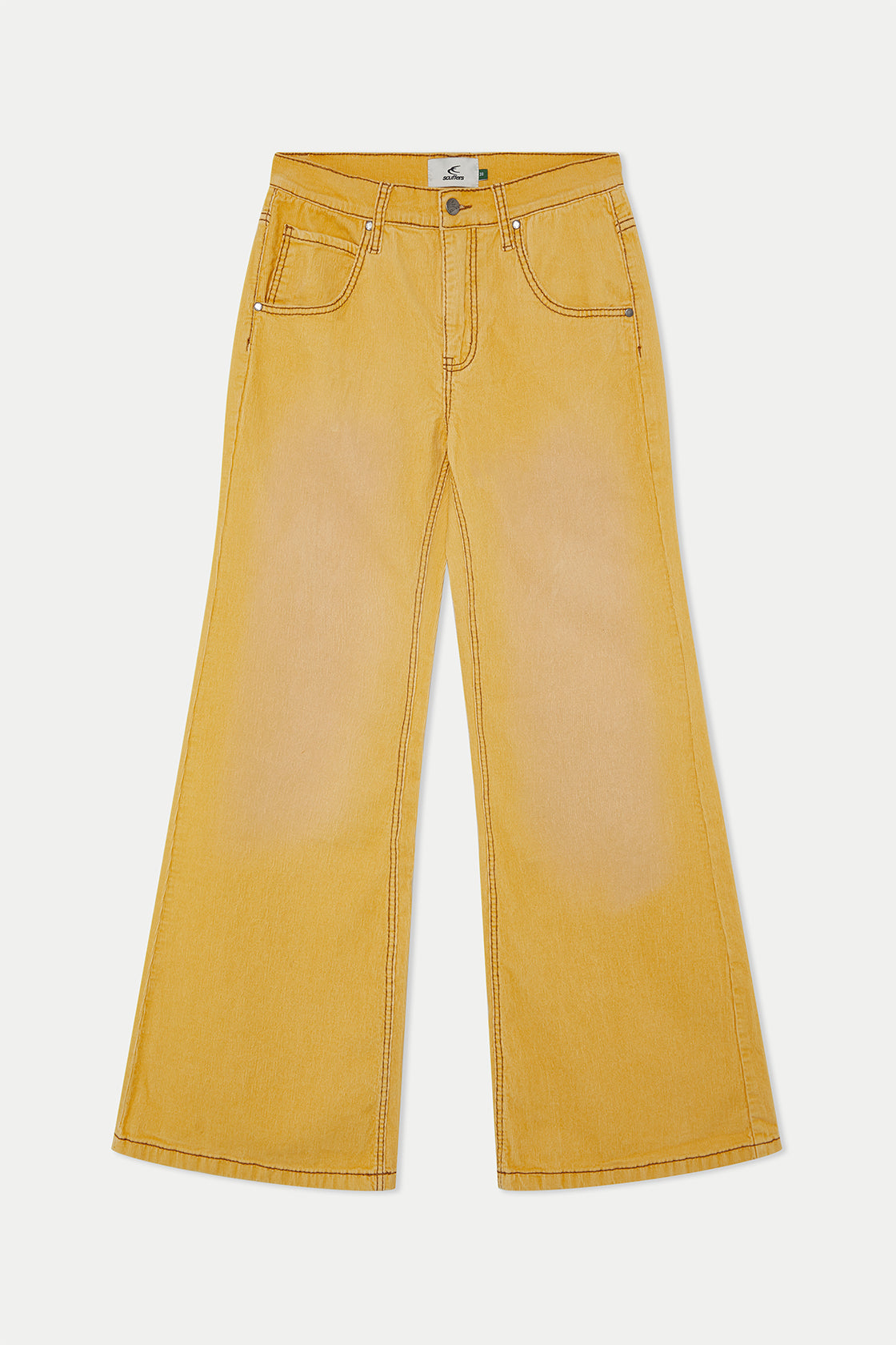 Pantalon jaune évasé en velours côtelé