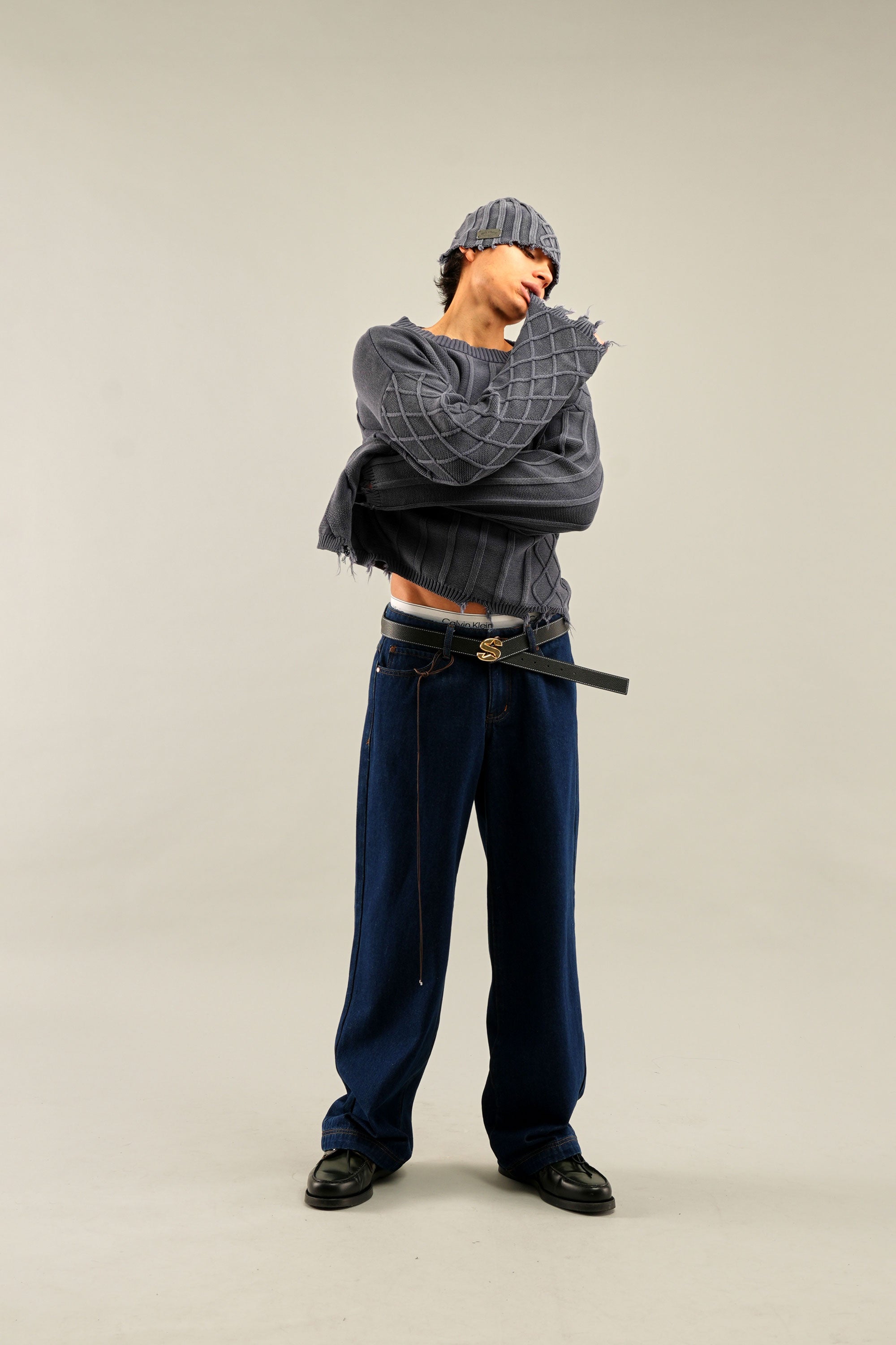 Maillot trench-coat bleu marine oversize