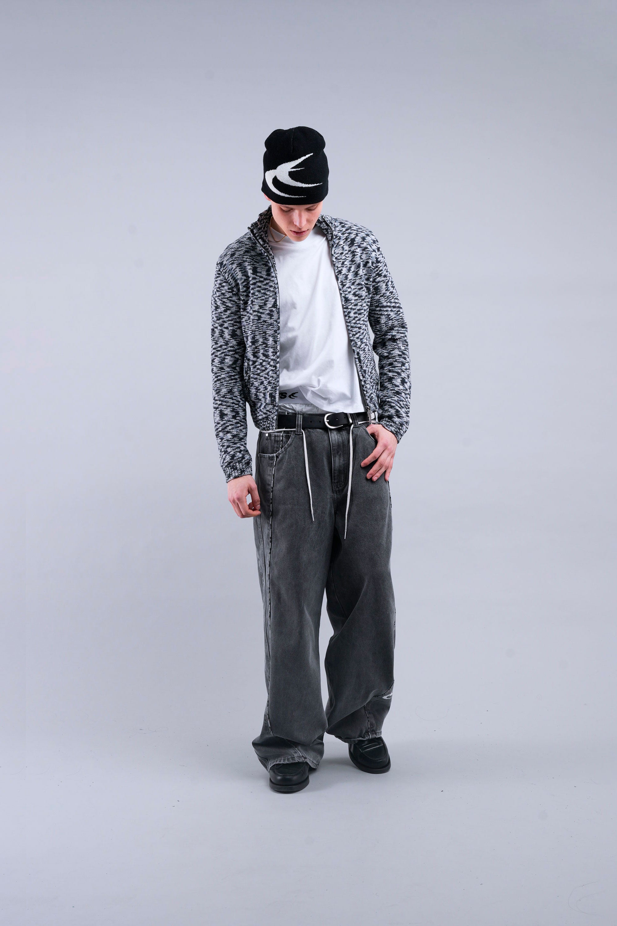 Fermeture éclair en maille grise tropicale