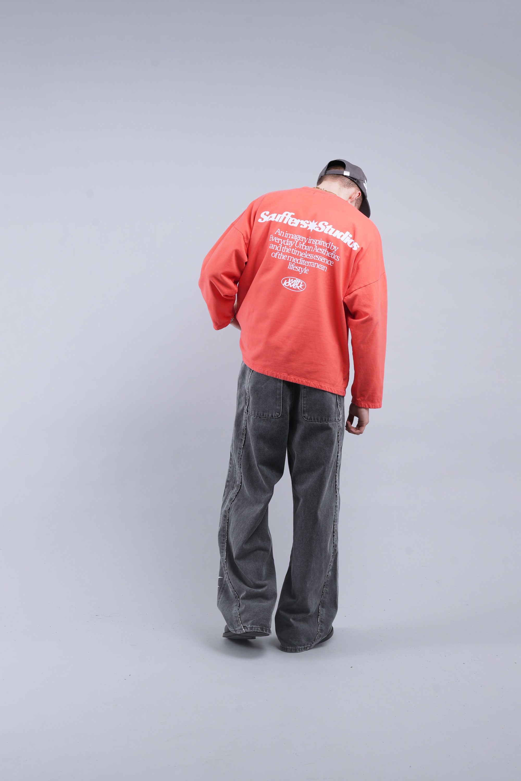 Sweat-shirt corail à motifs