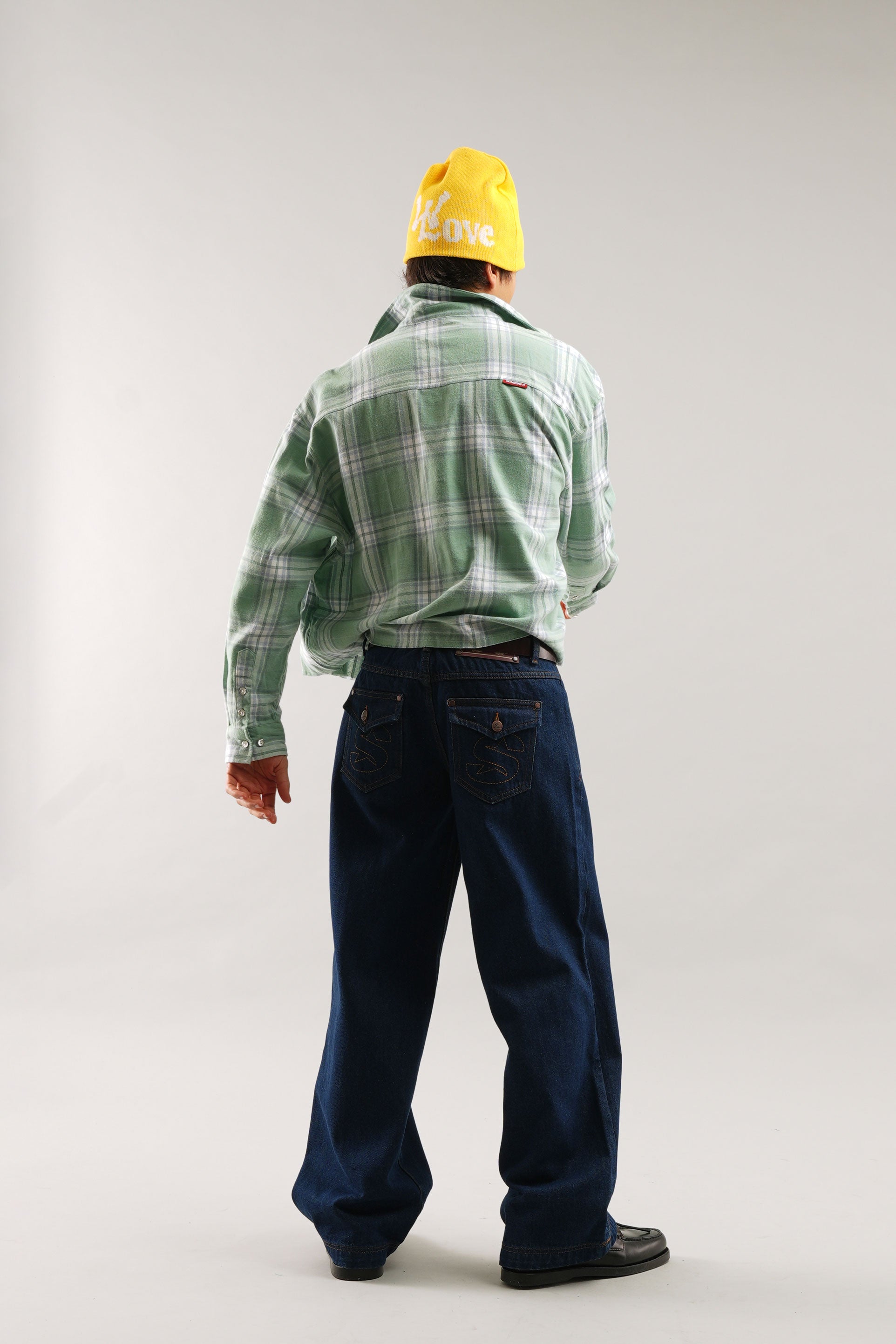 Chemise à carreaux verts