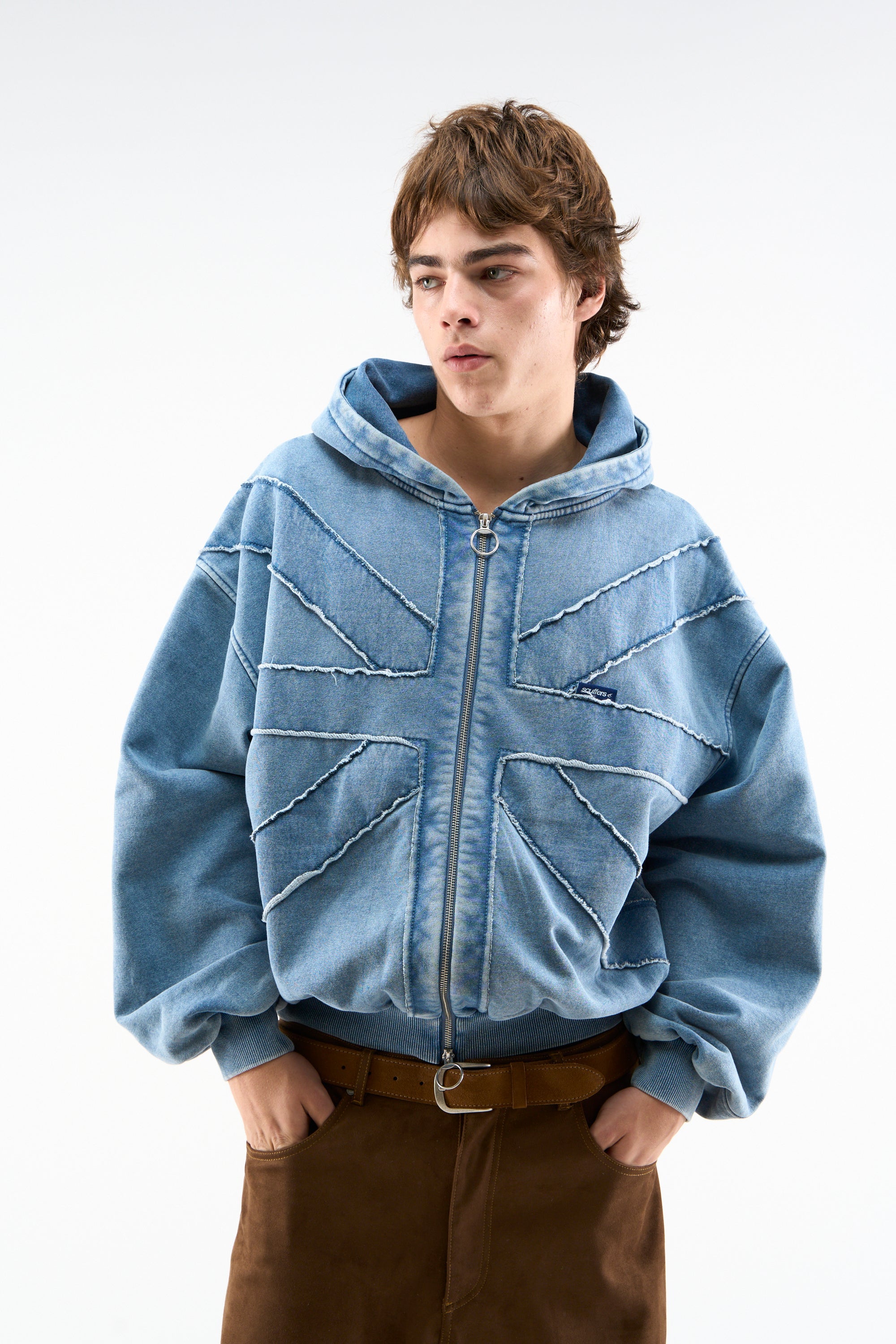 Fermeture éclair bleue à drapeau