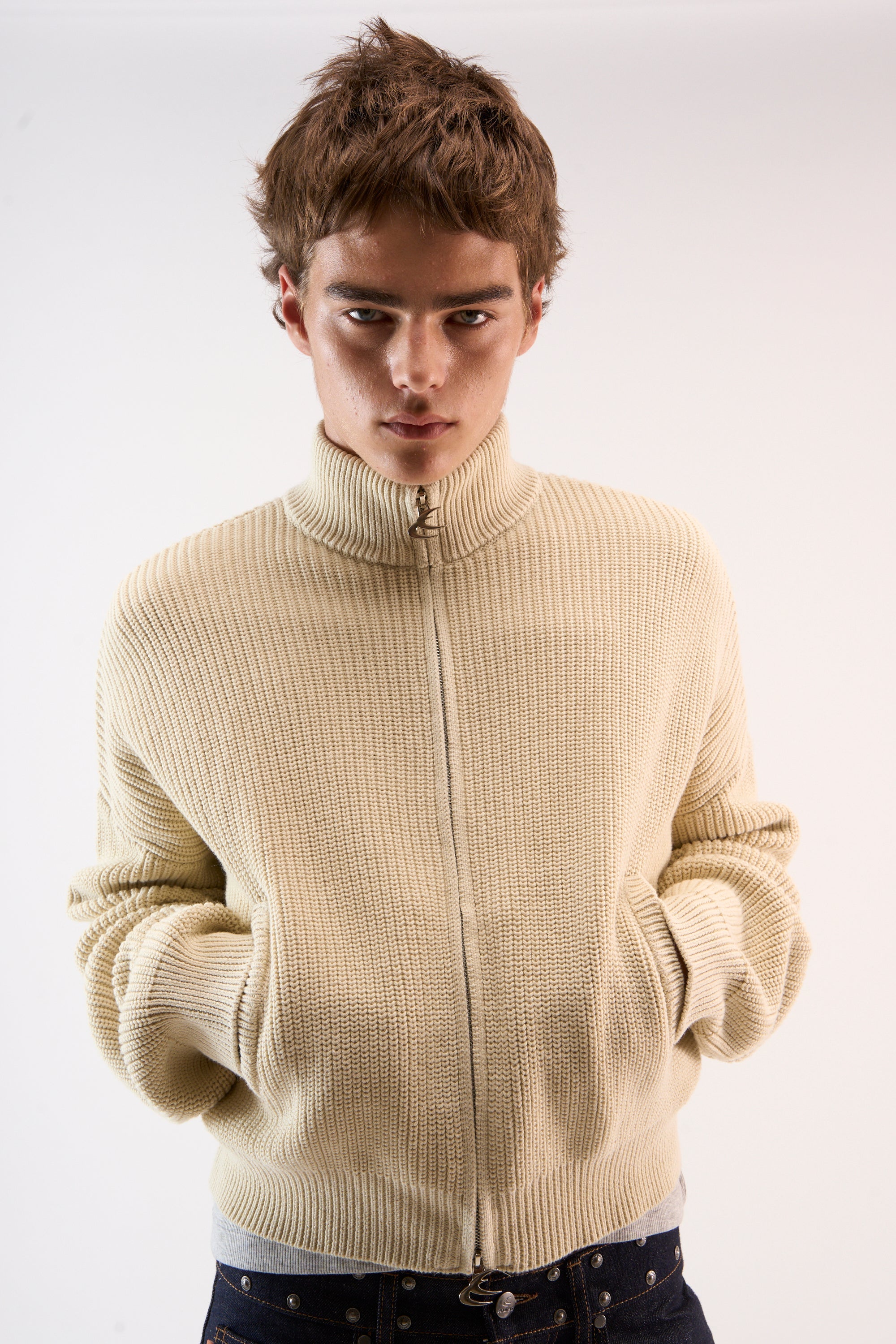 Fermeture éclair en maille écrue Delore