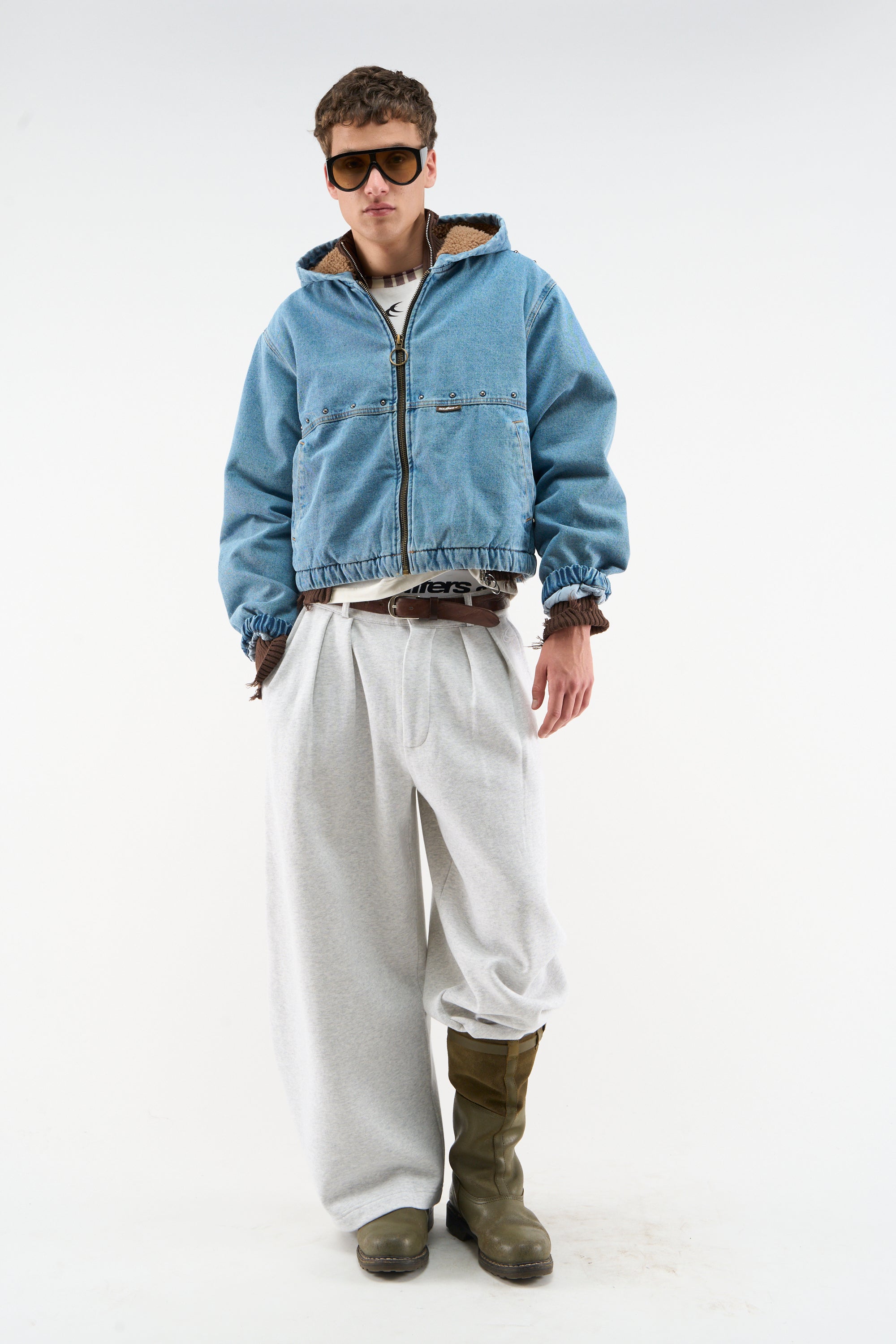 veste de travail en denim bleu