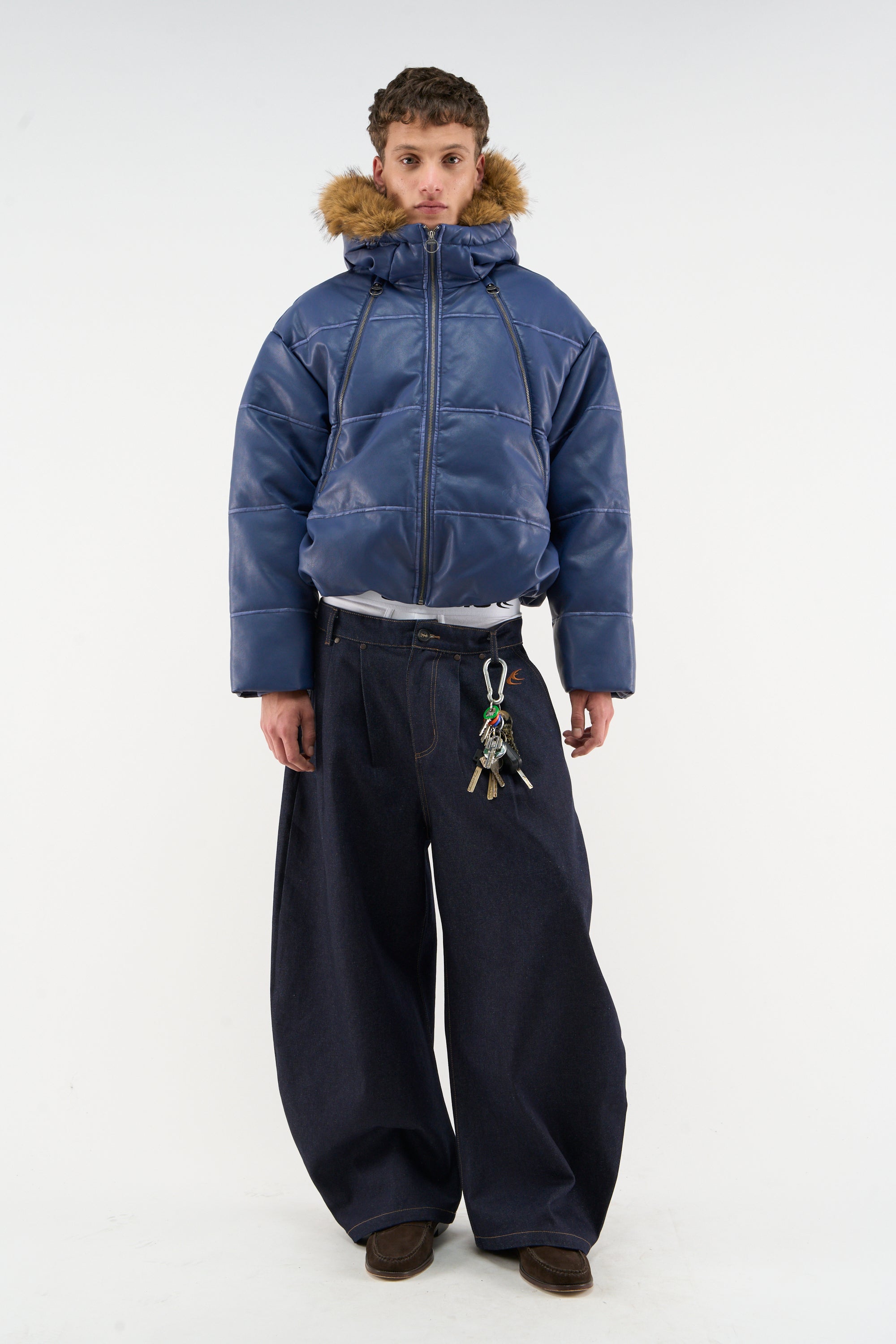 Doudoune bleu roi brut