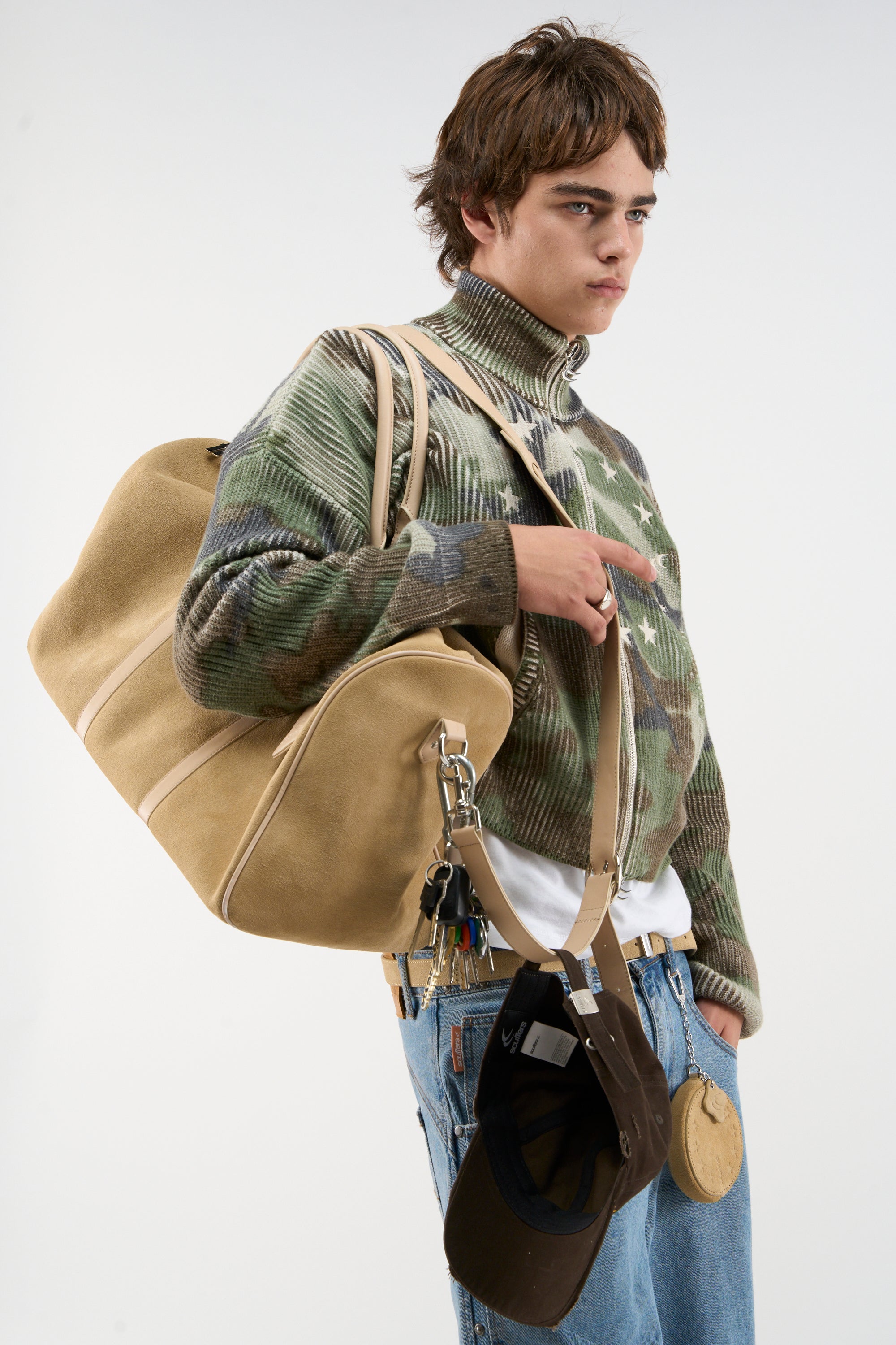 Sac de voyage en daim écru