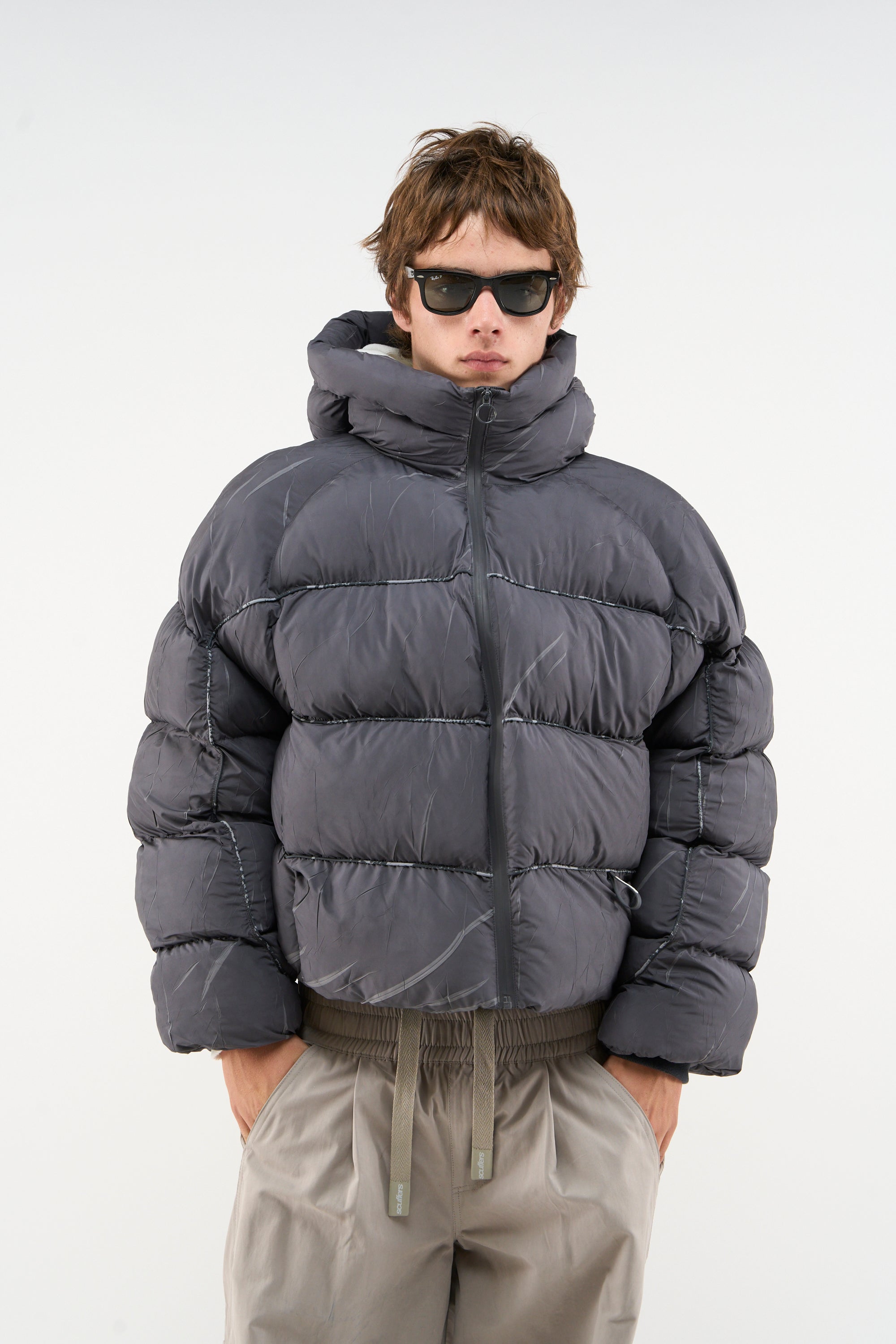 Doudoune gris foncé marbré