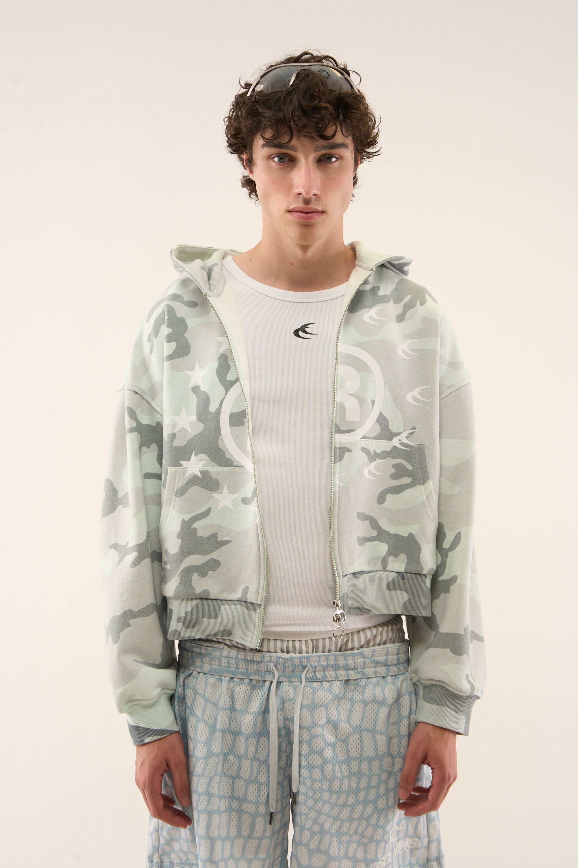 Fermeture éclair camouflage gris confus