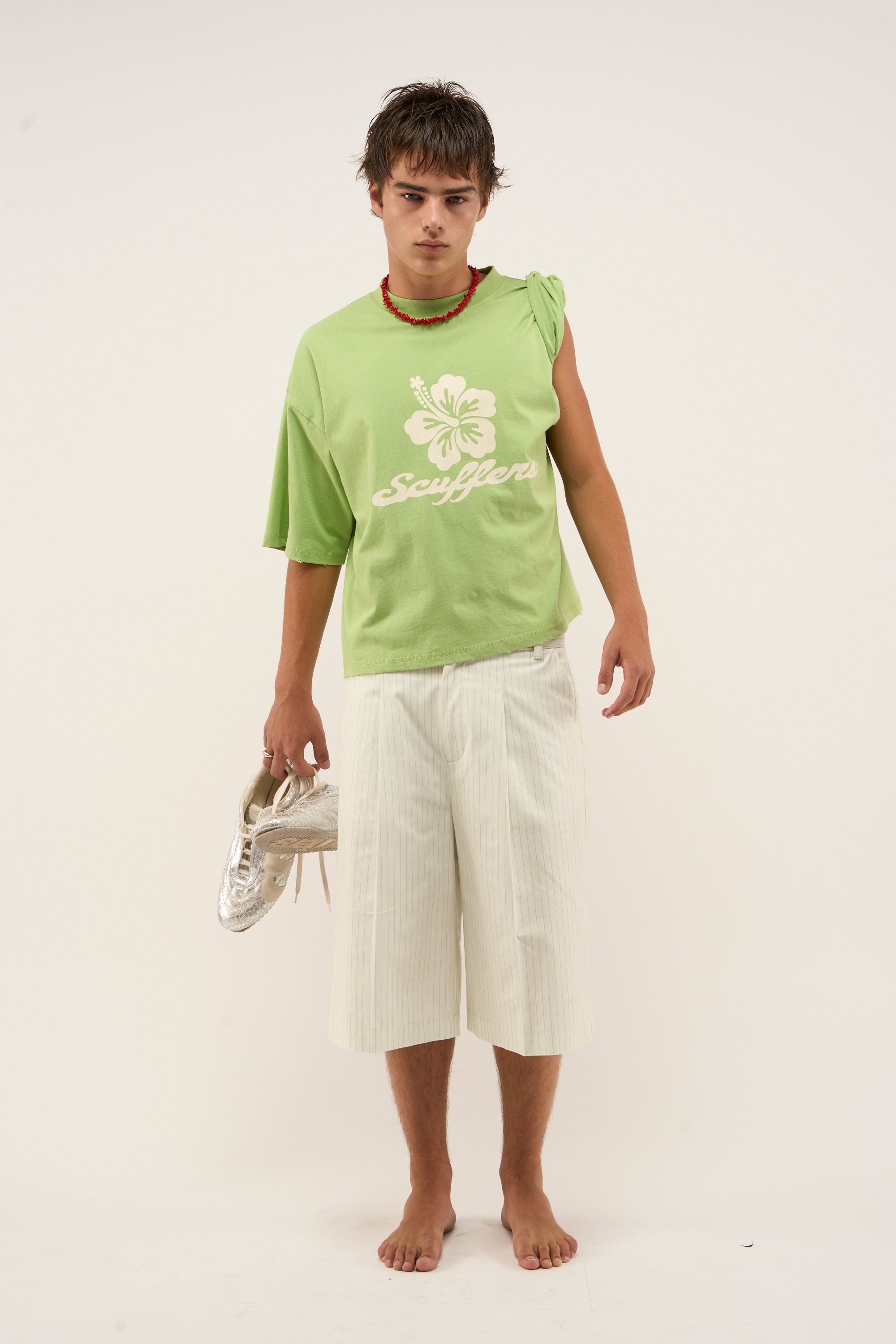 Short à fines rayures écrues Maison Ecru