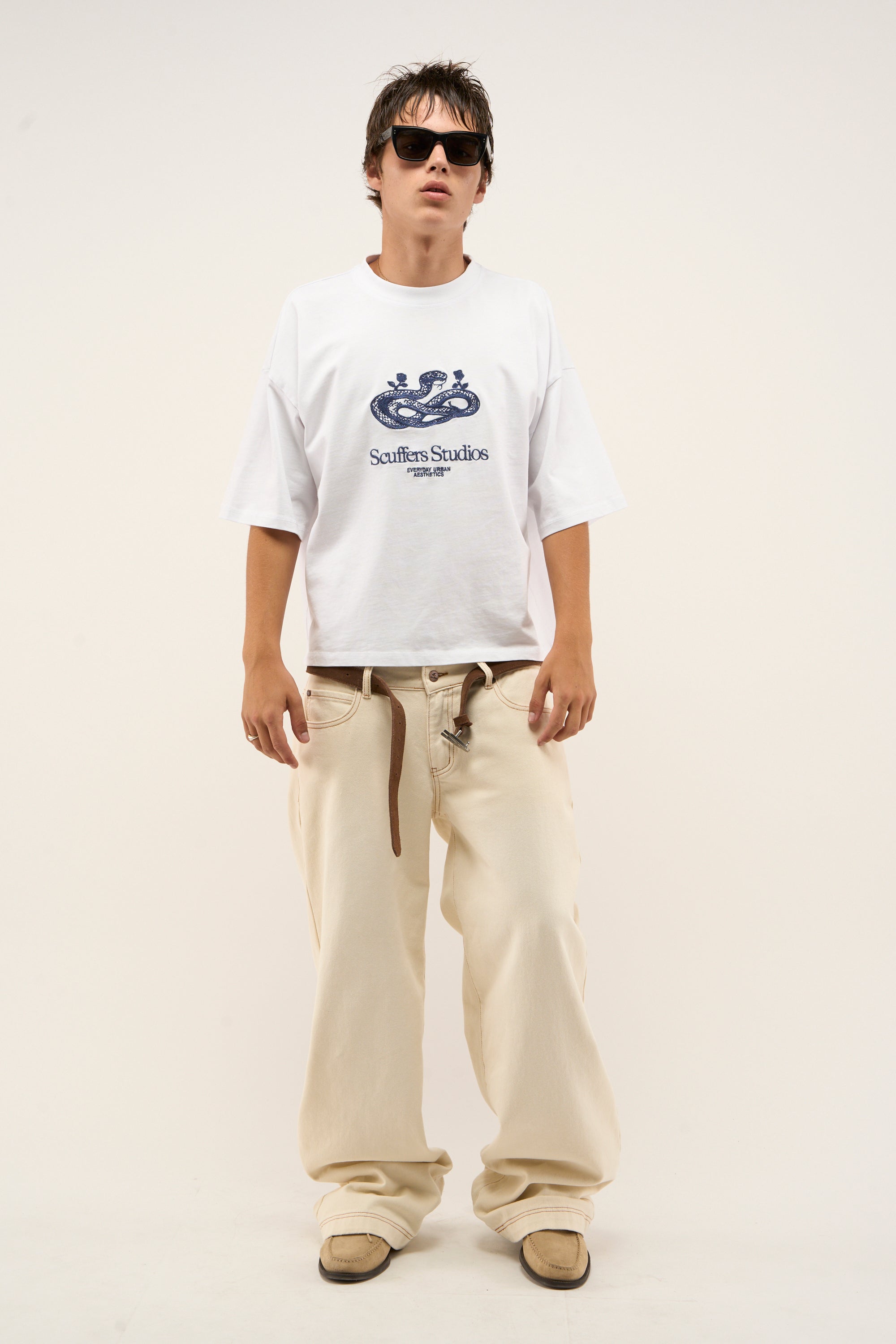 T-shirt blanc serpent