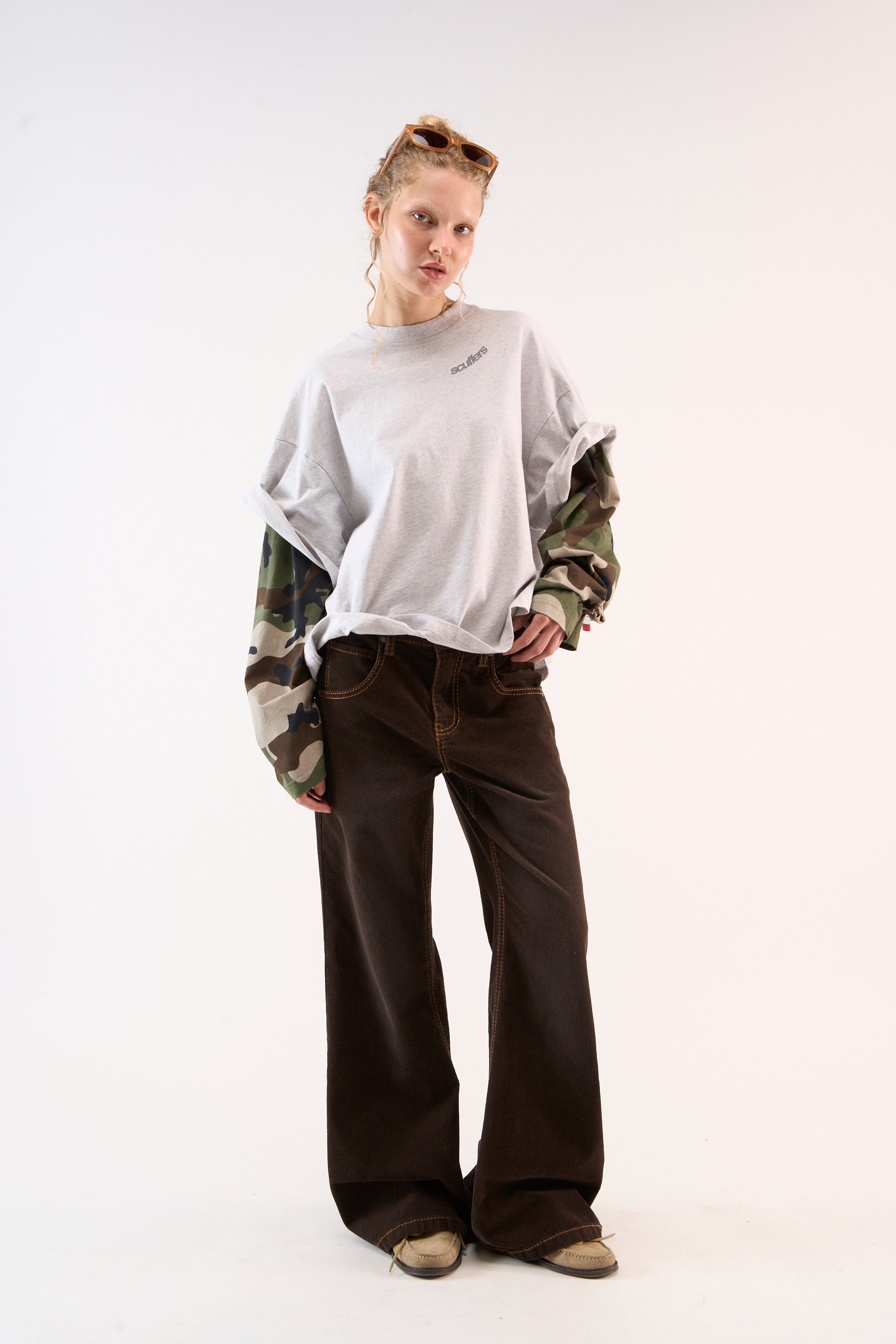 Nouvelle kurta grise chinée à manches longues