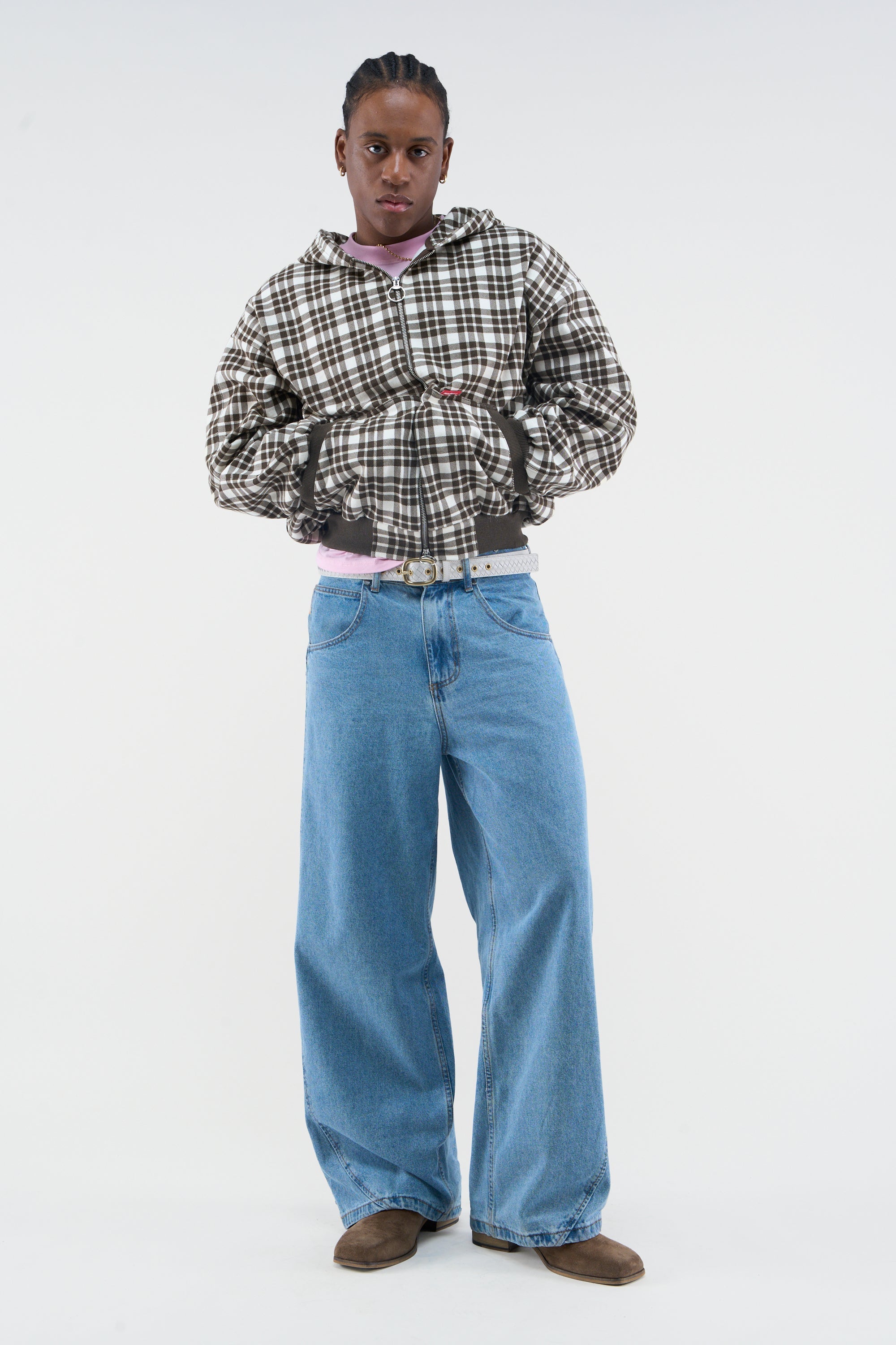 Fermeture éclair Scff à carreaux marron