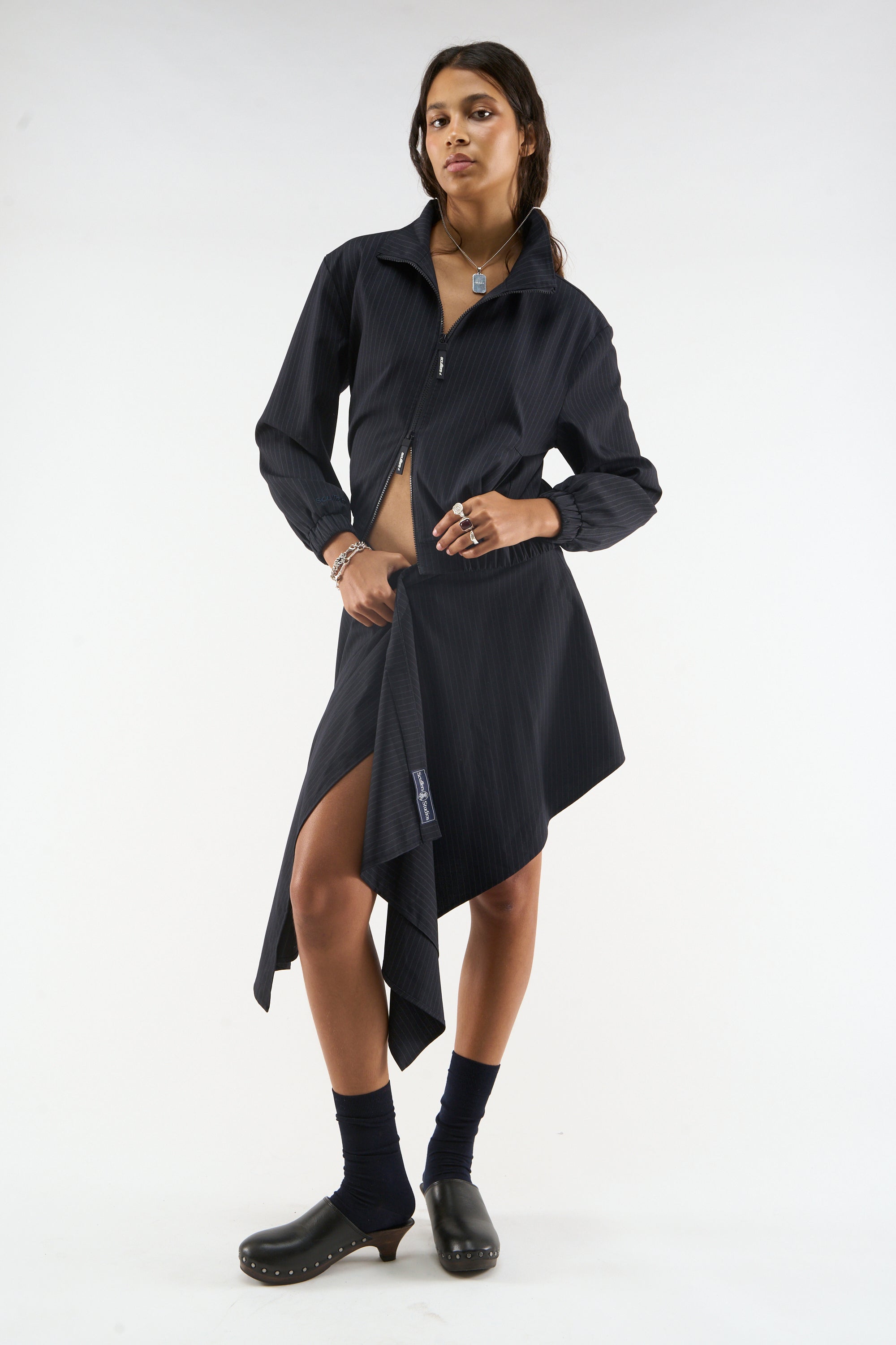 Jupe à fines rayures marine Nautica