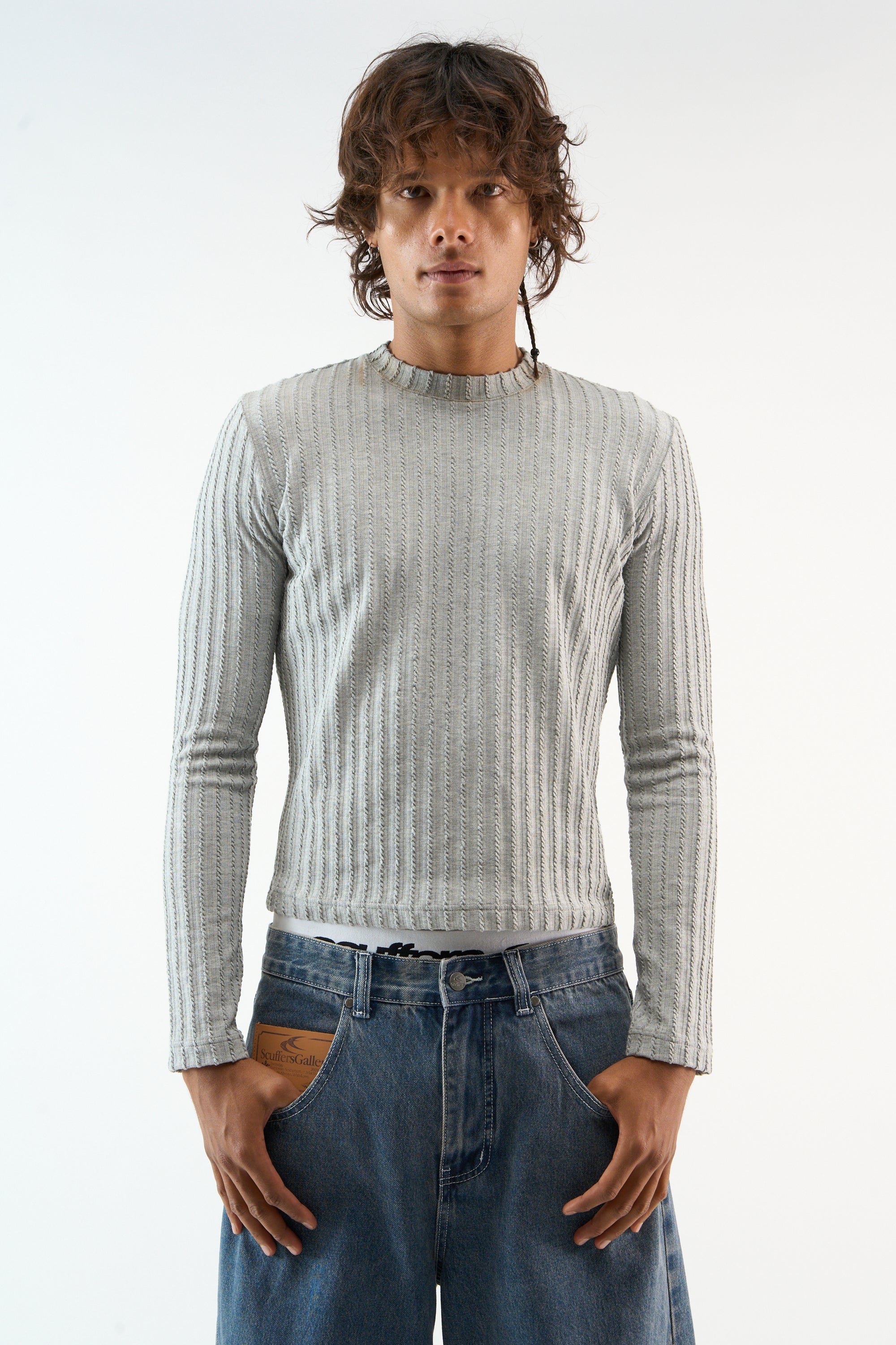 T-shirt à manches longues gris clair