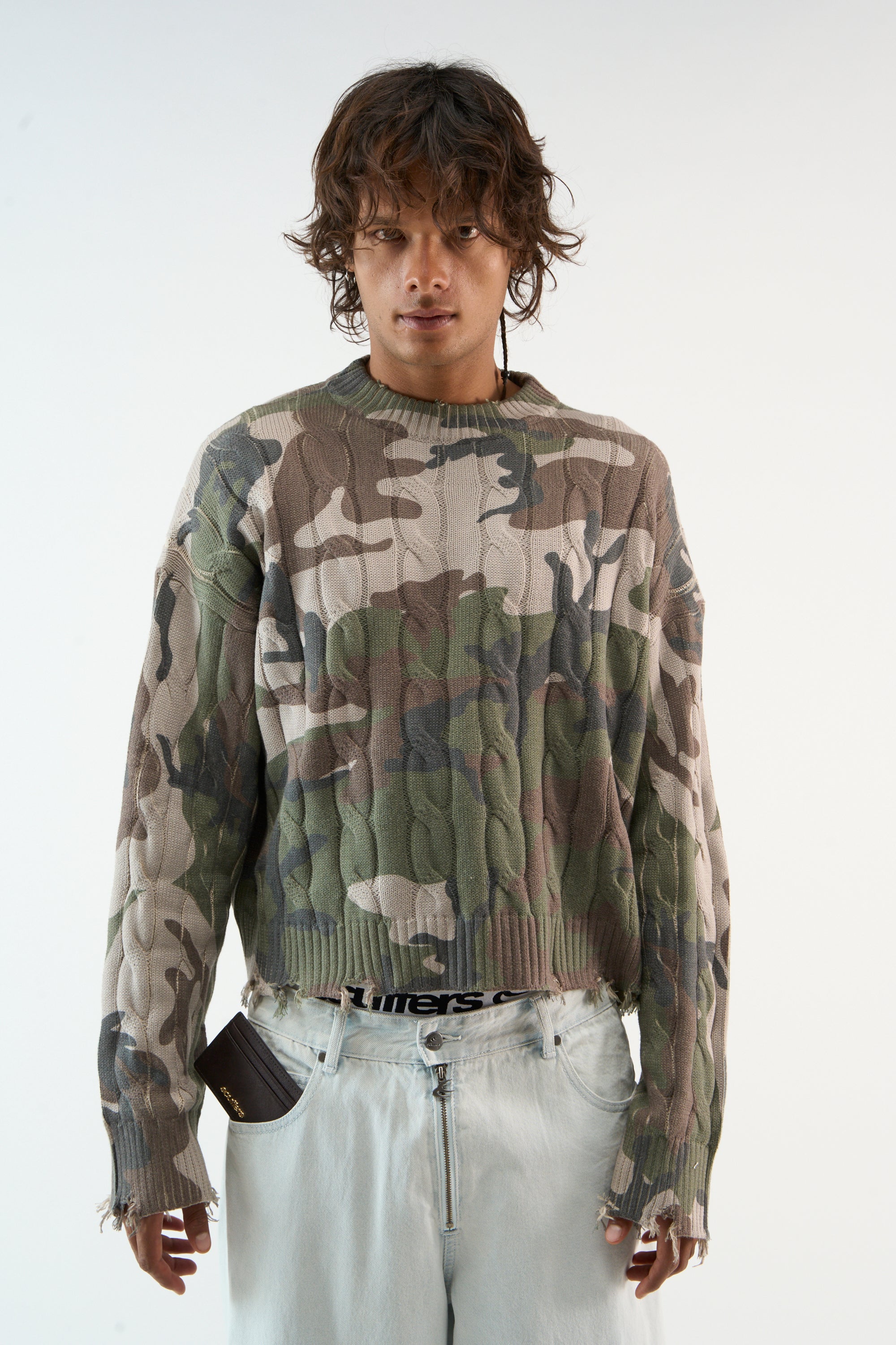 Trench en maille camouflage