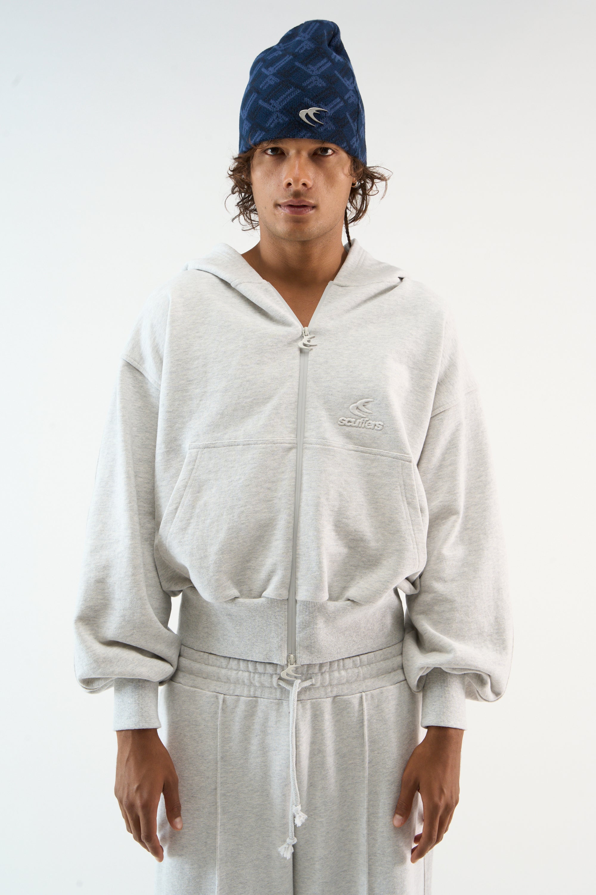 Sac de week-end gris chiné à fermeture éclair