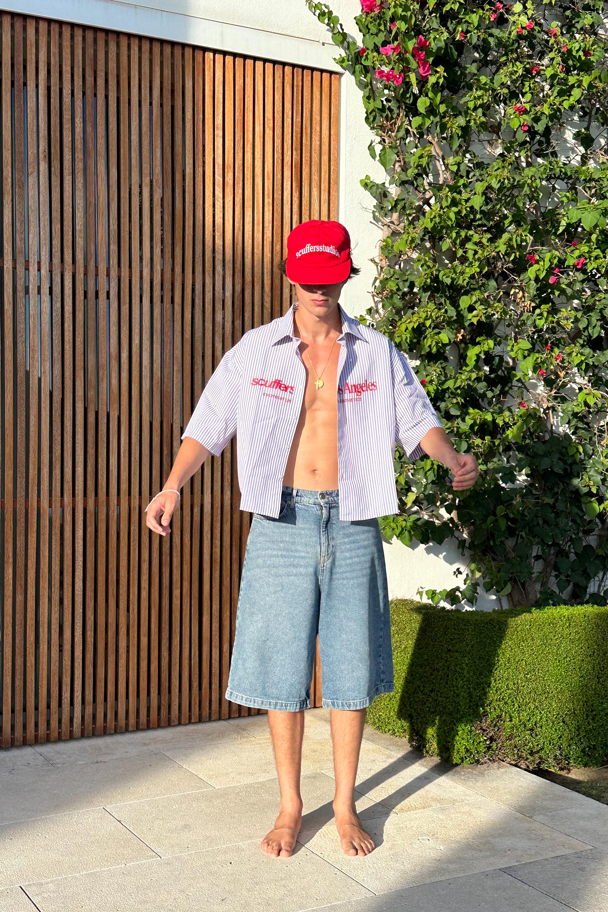 Chemise à rayures violettes « Not LA Yet »