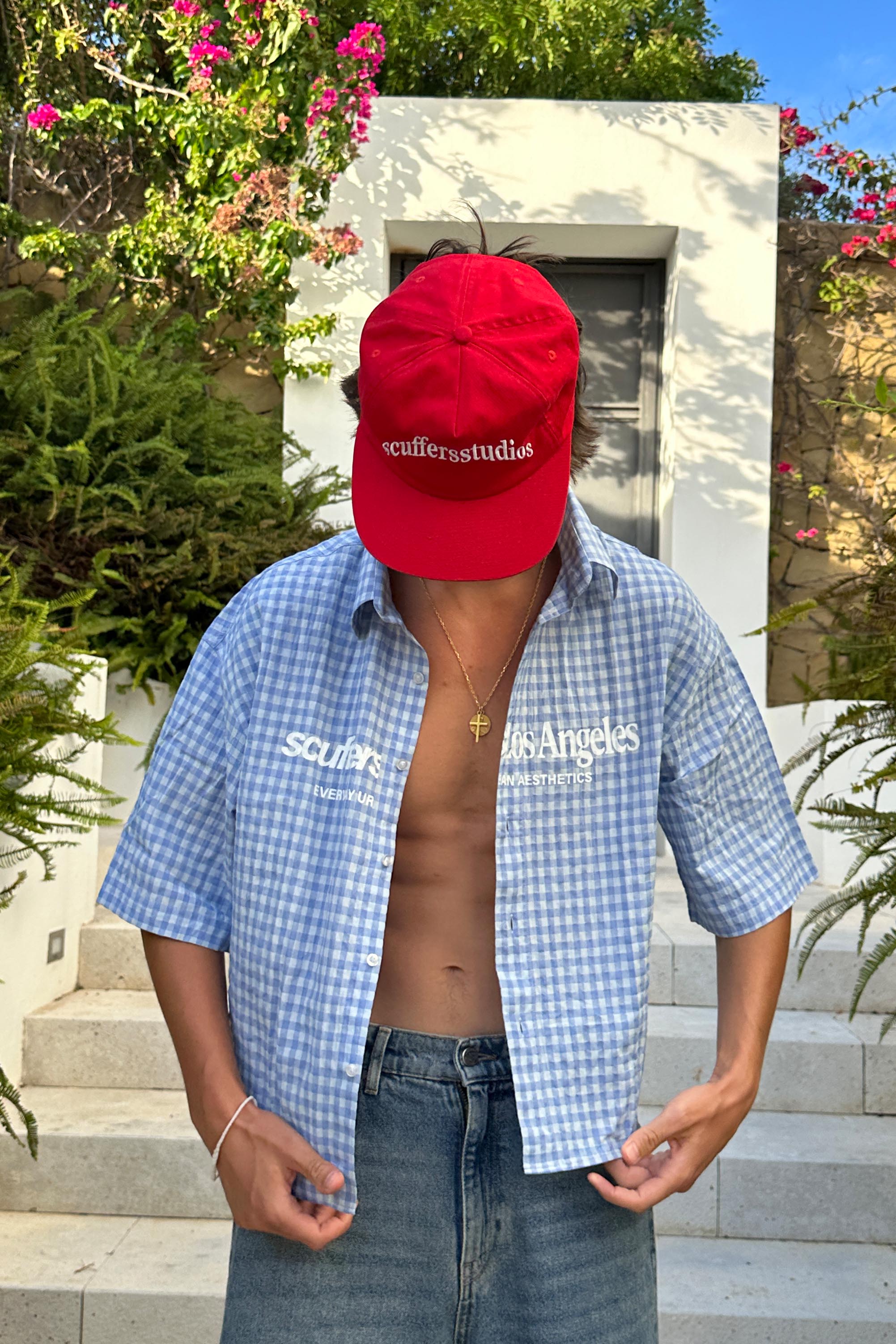 Chemise à carreaux bleus « Not LA Yet »