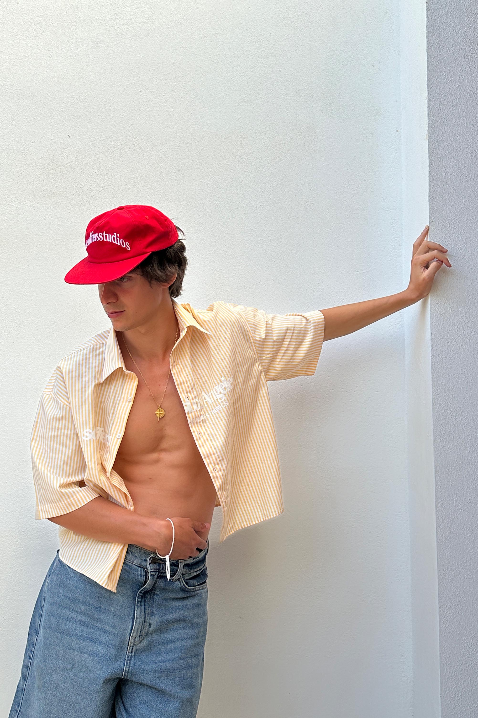 Chemise à rayures jaunes « Not LA Yet »