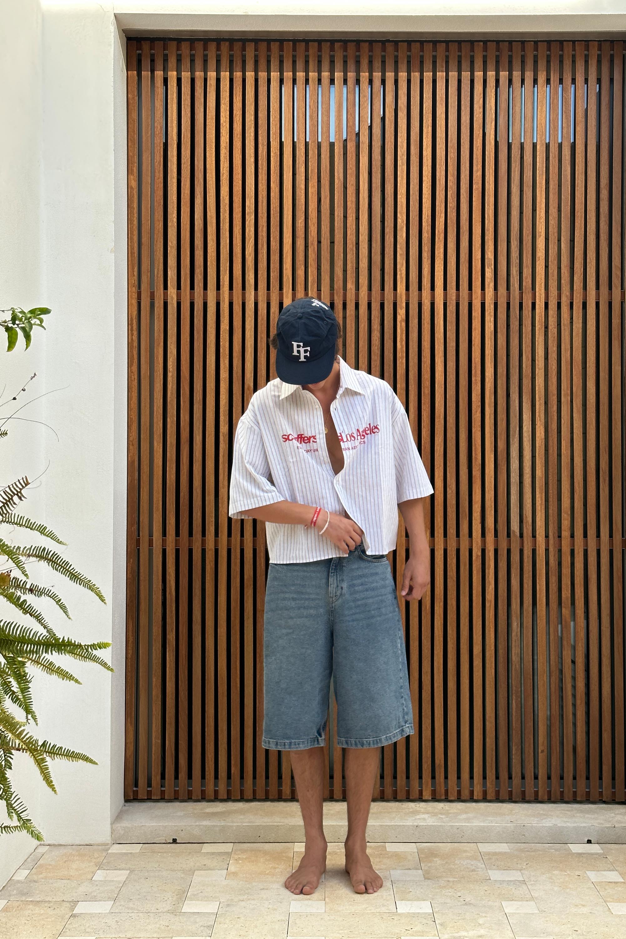 Chemise à fines rayures écrues Not LA Yet