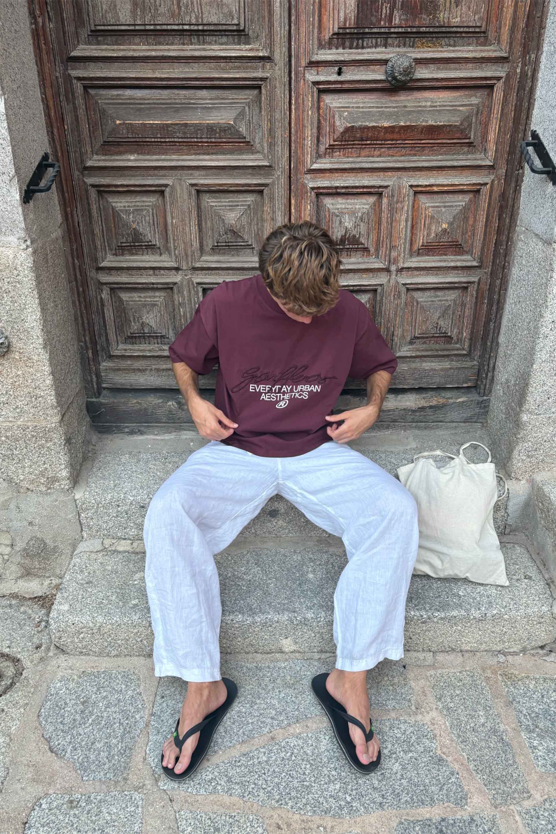 Nouveau t-shirt bordeaux signature