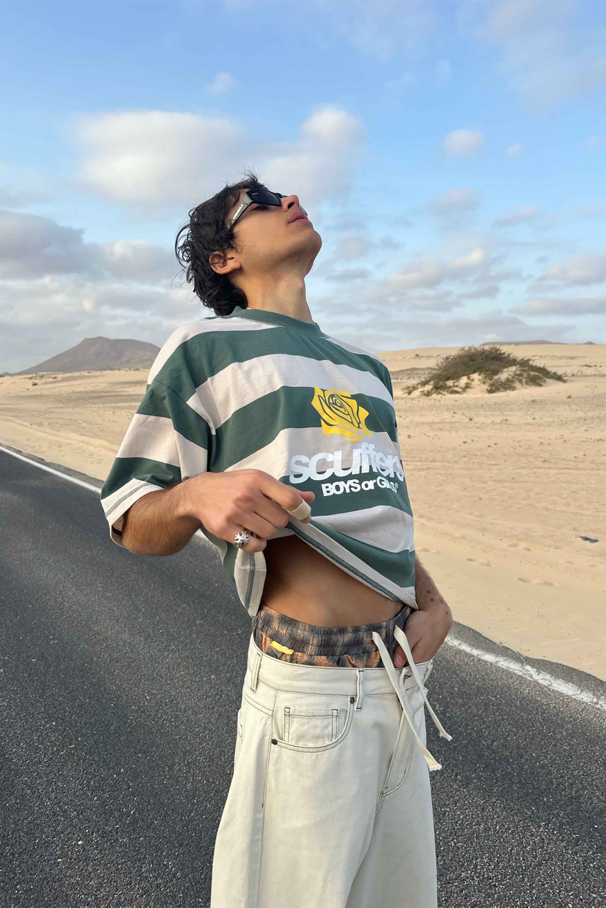 T-shirt rayé vert garçon