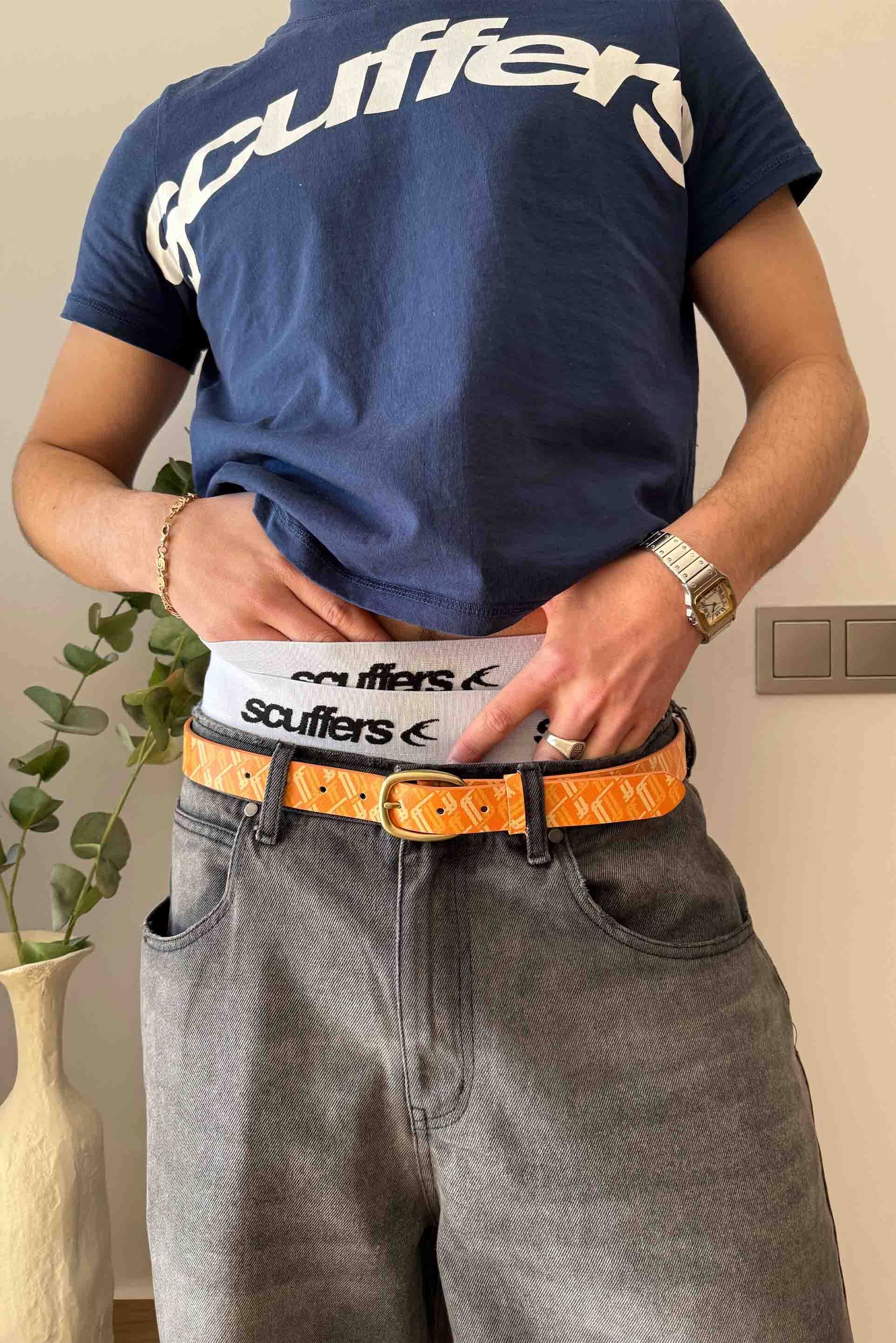 Ceinture jaune monogrammée