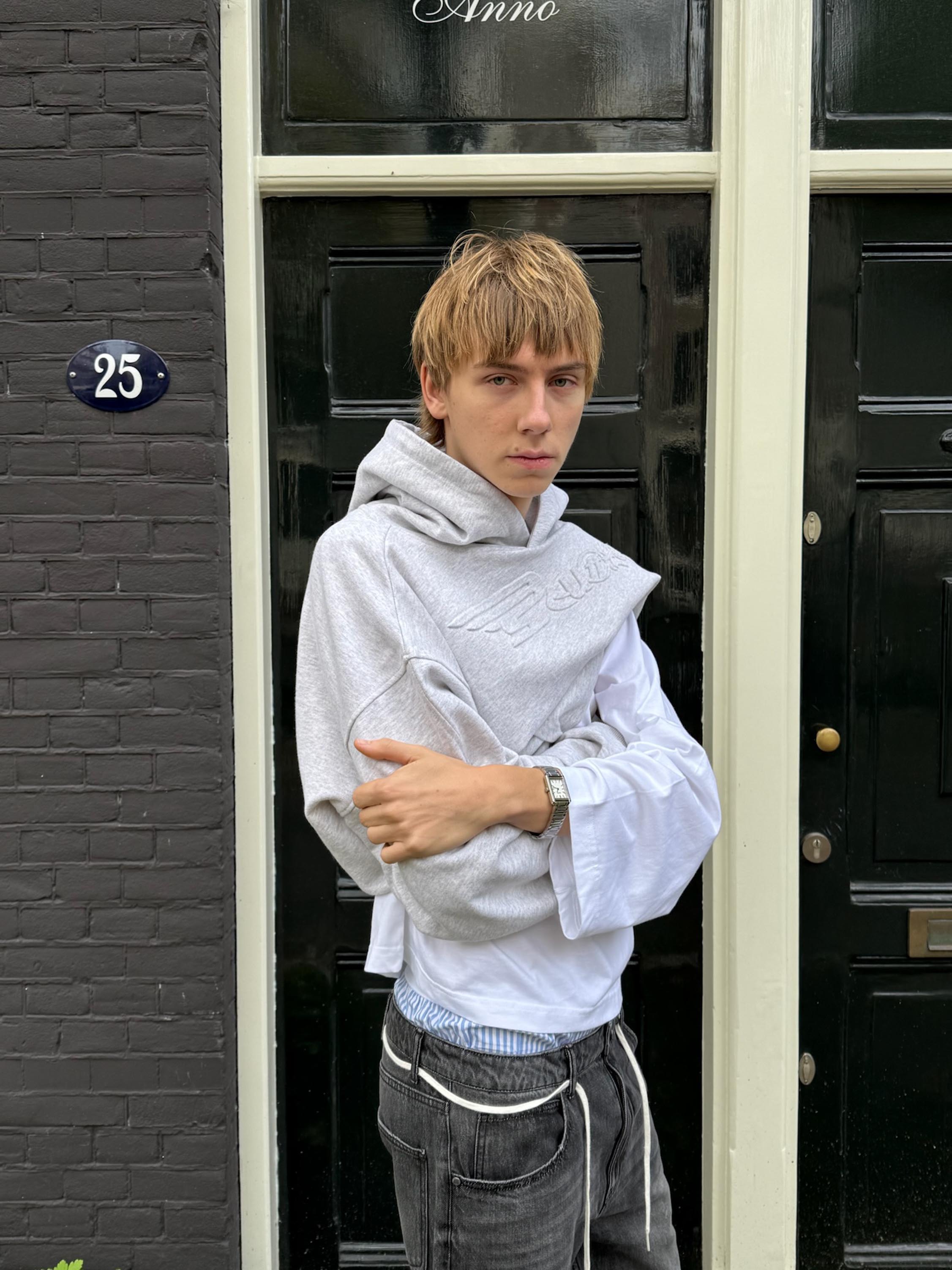 Sweat à capuche gris clair Internet