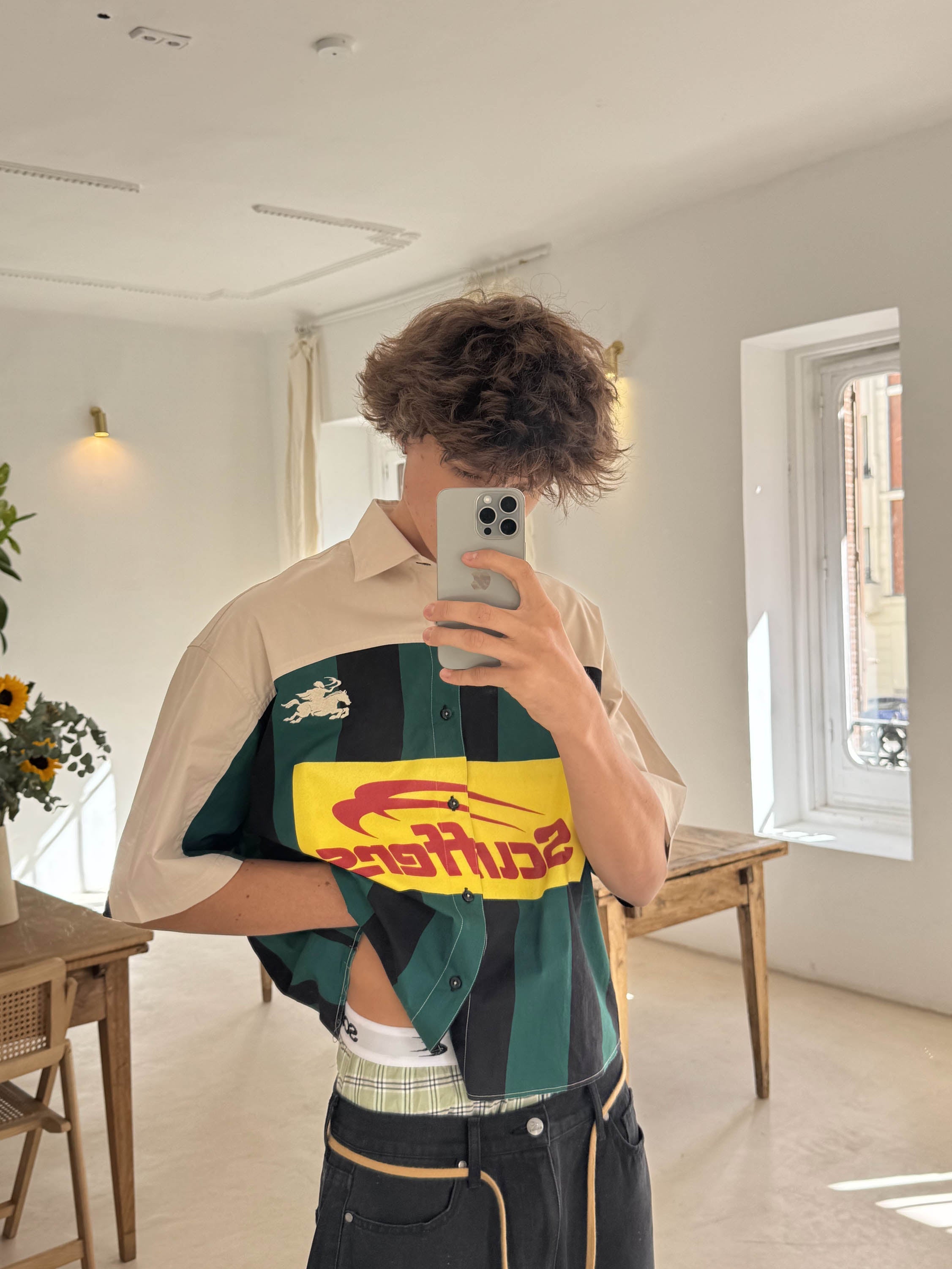 Chemise Forza écru et verte