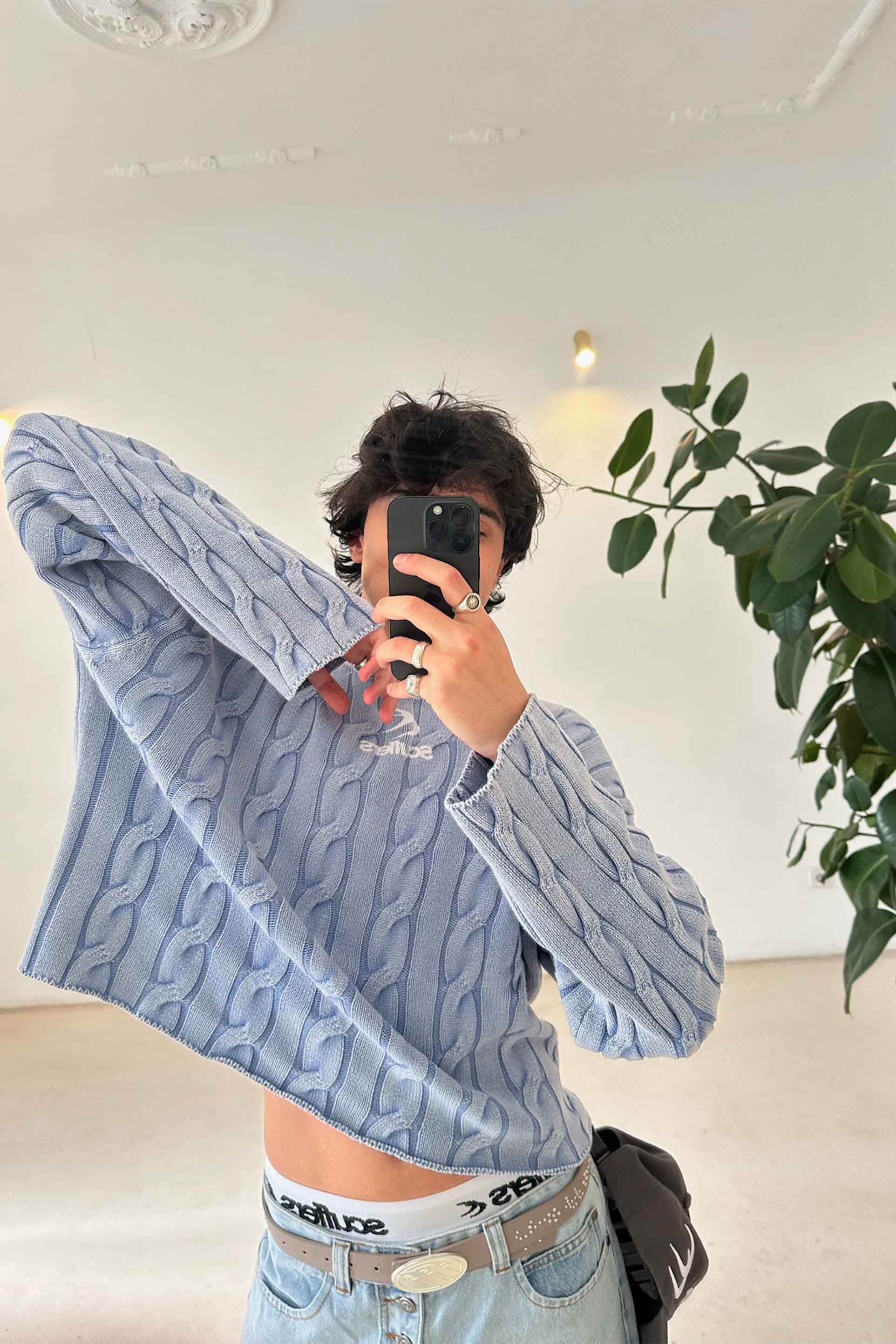 Nouveau trench en maille bleue