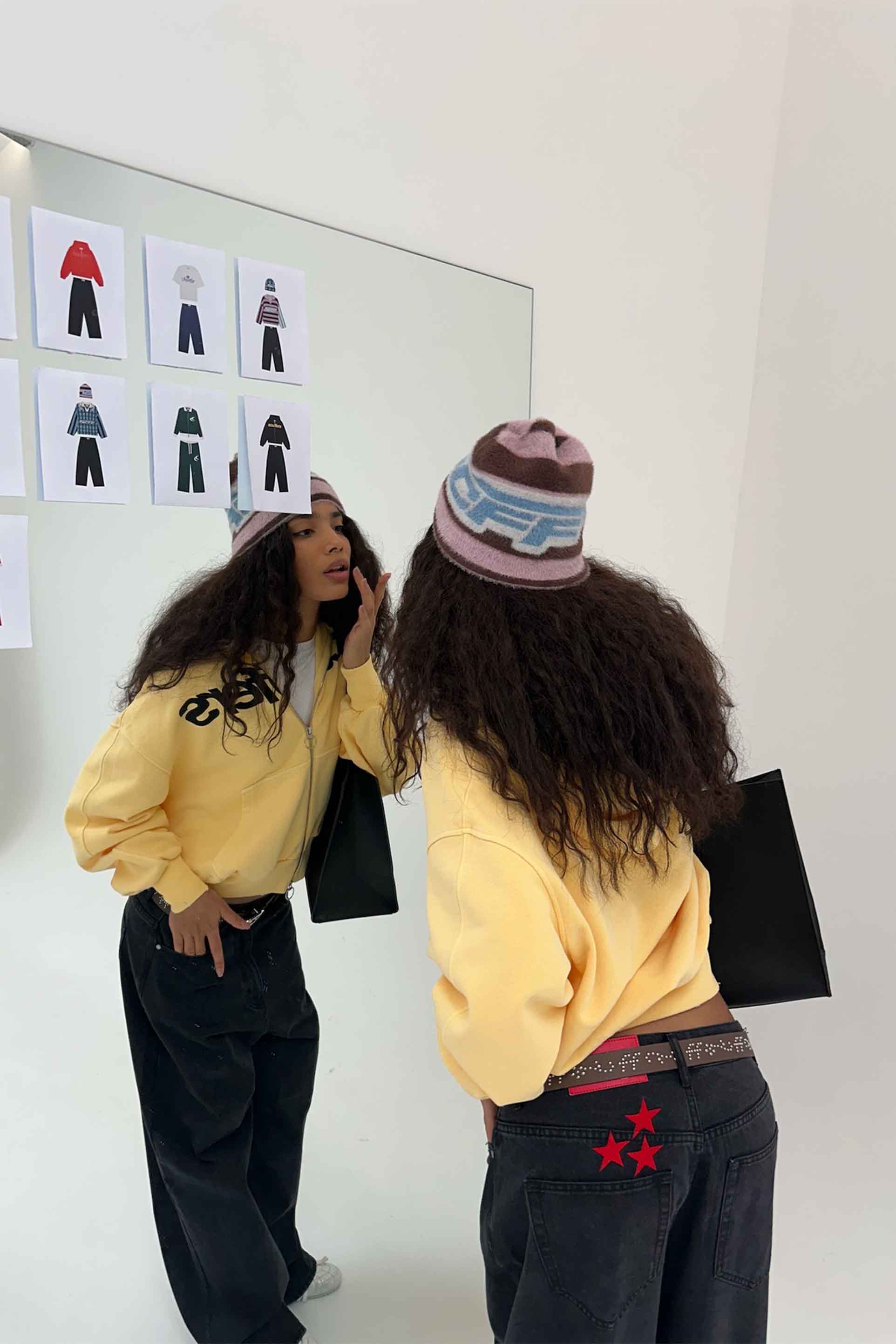 Bonnet rayé en mohair