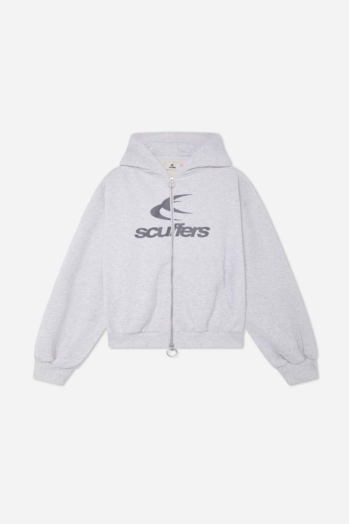 Sweat à capuche zippé gris chiné avec logo