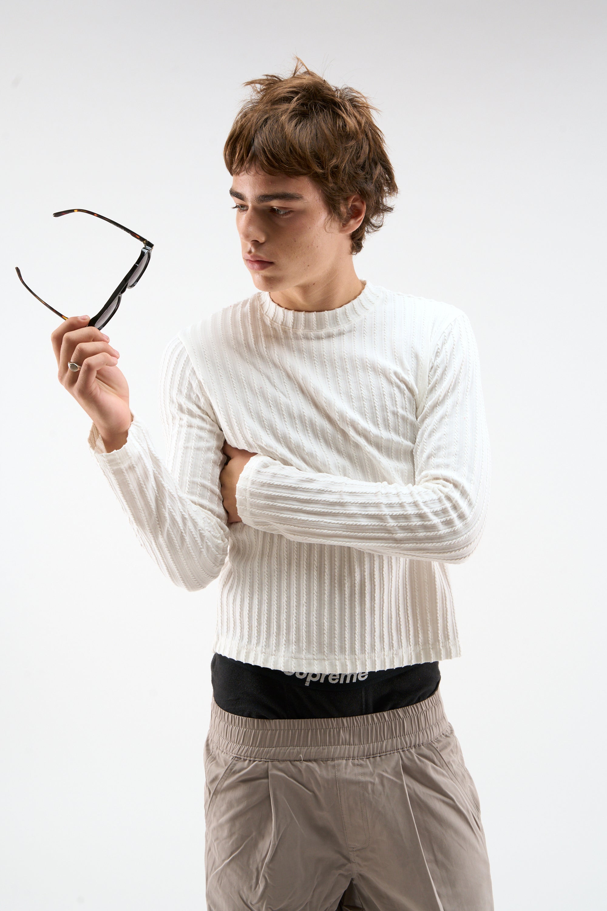 T-shirt à manches longues écru intelligent