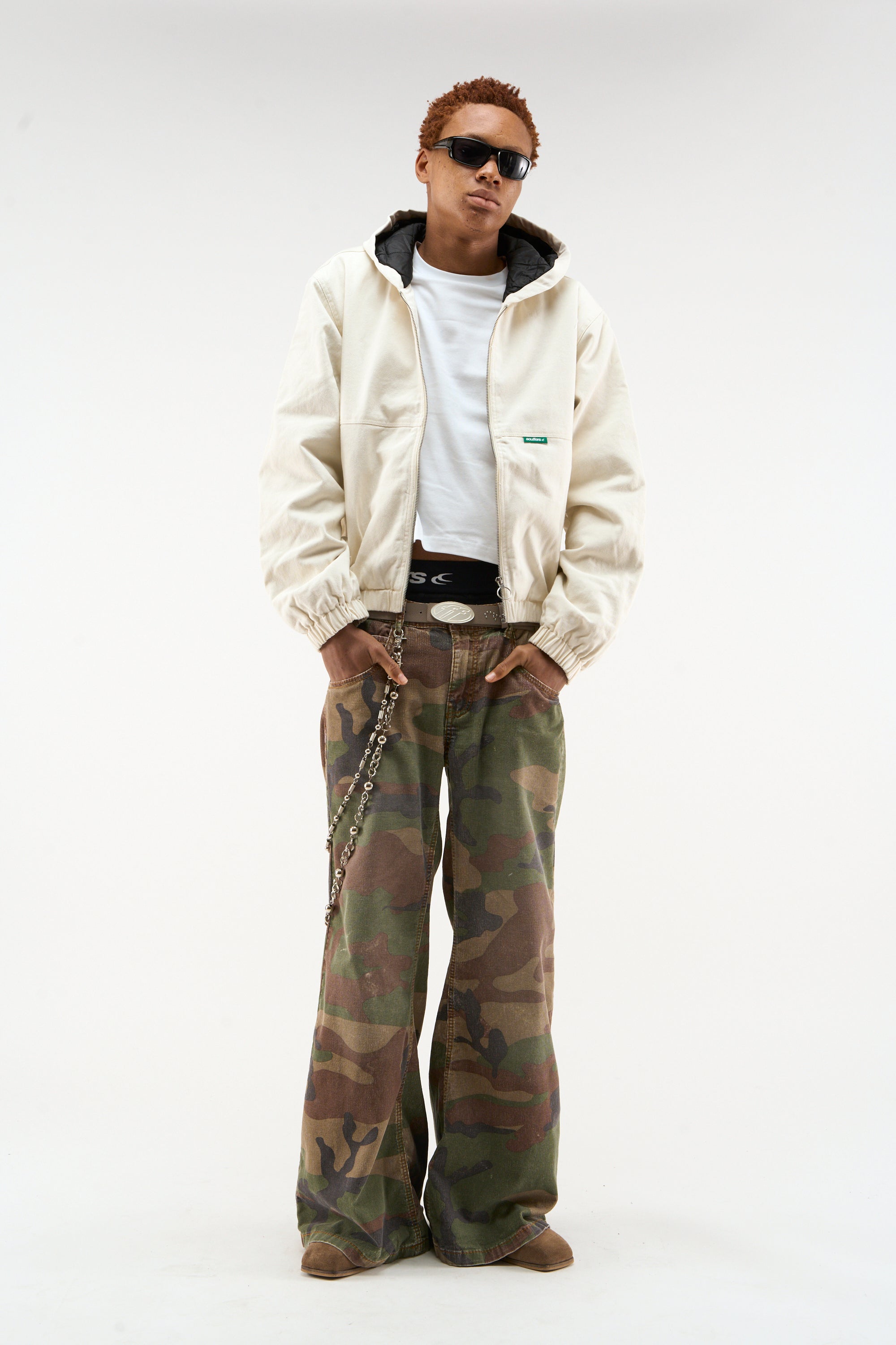 Veste de travail écru tachée