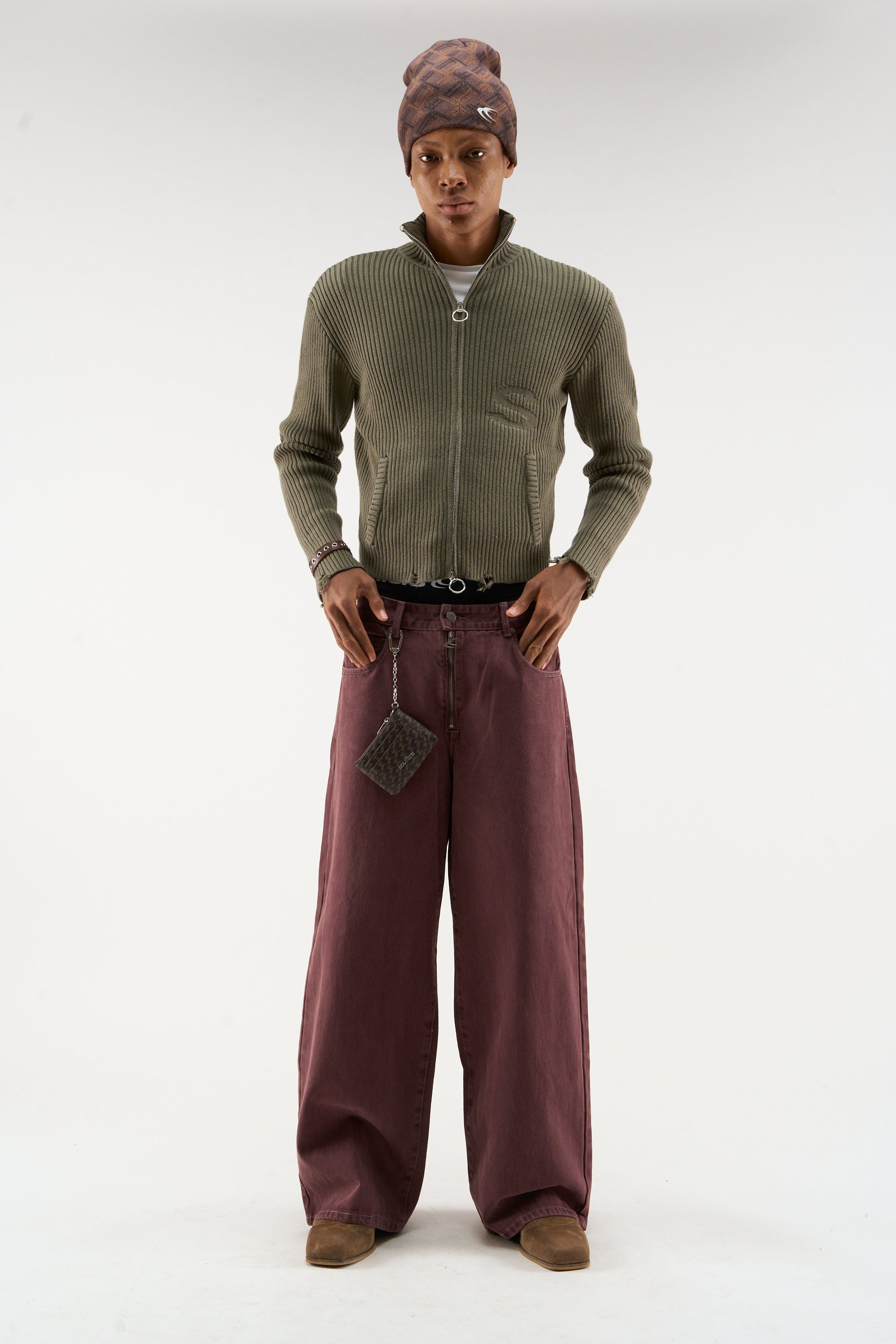 Fermeture éclair verte en tricot osé