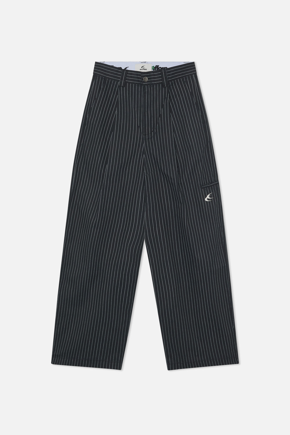 Pantalon noir à fines rayures