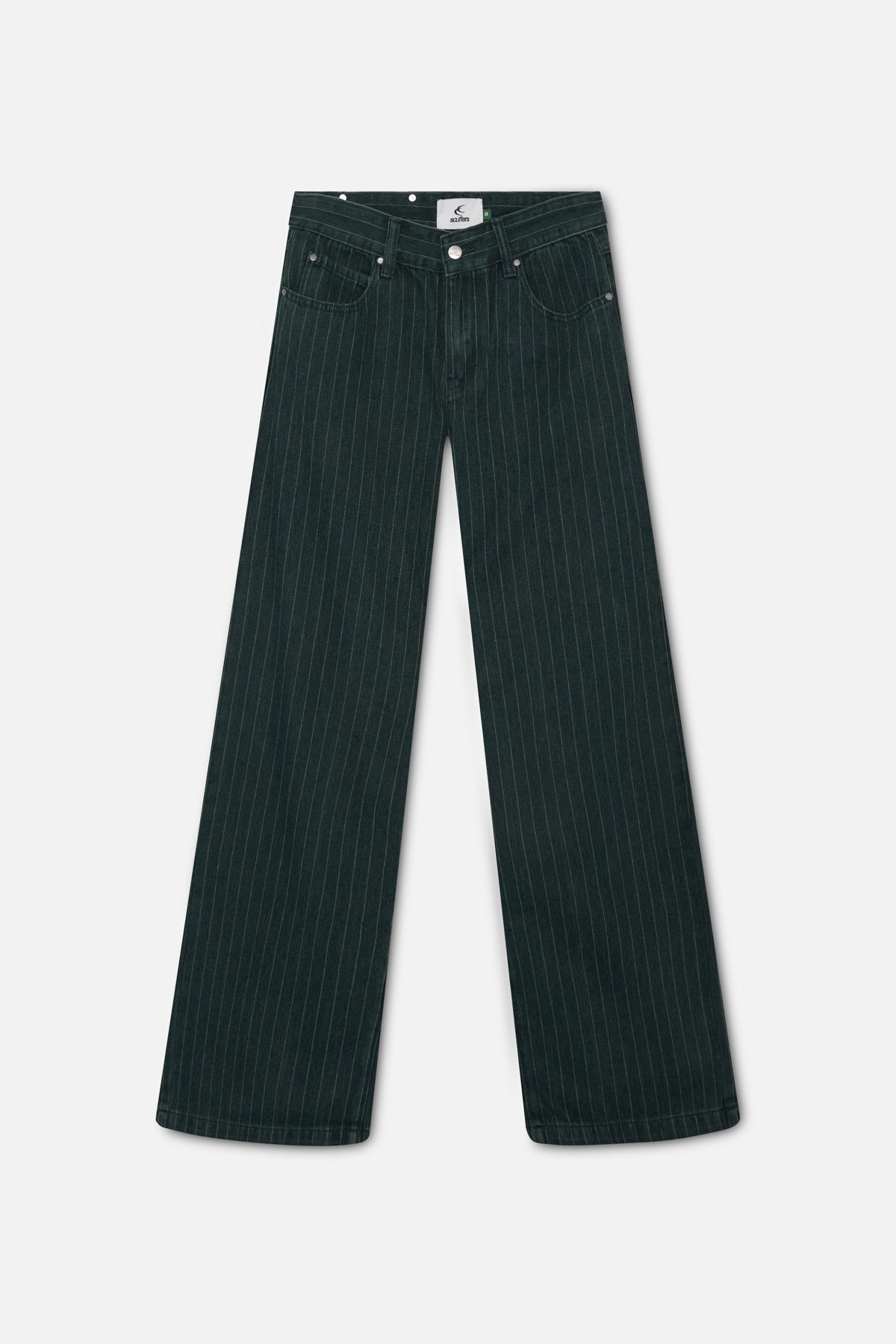 Pantalon Carrie vert à fines rayures