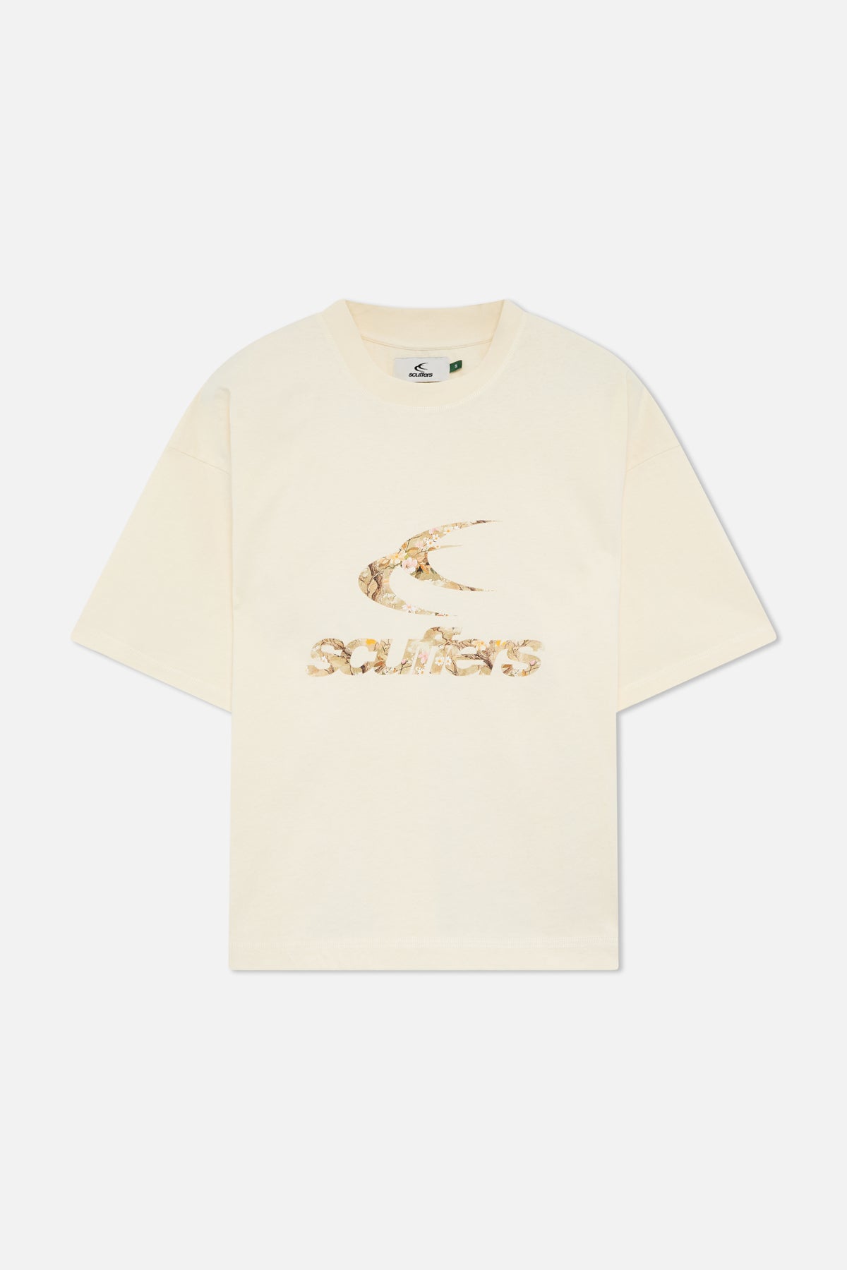 T-shirt écru à fleurs véritables