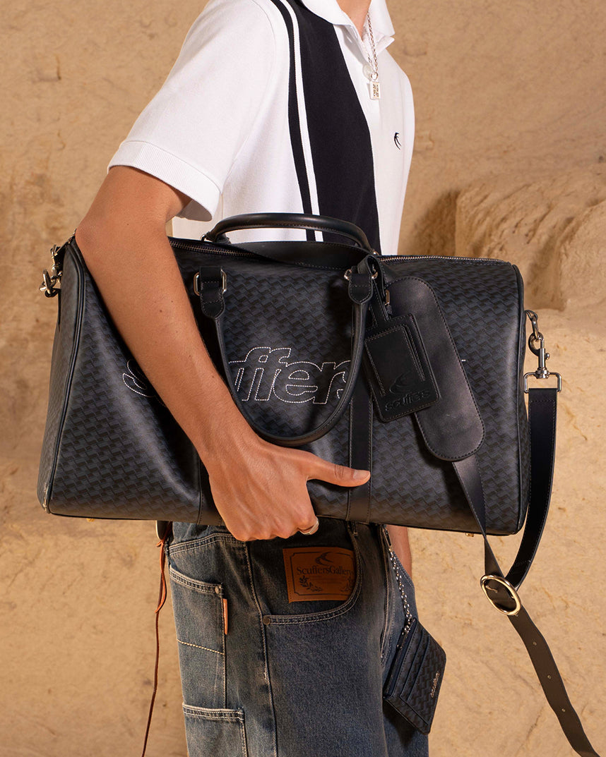 Sac de voyage monogrammé bleu marine