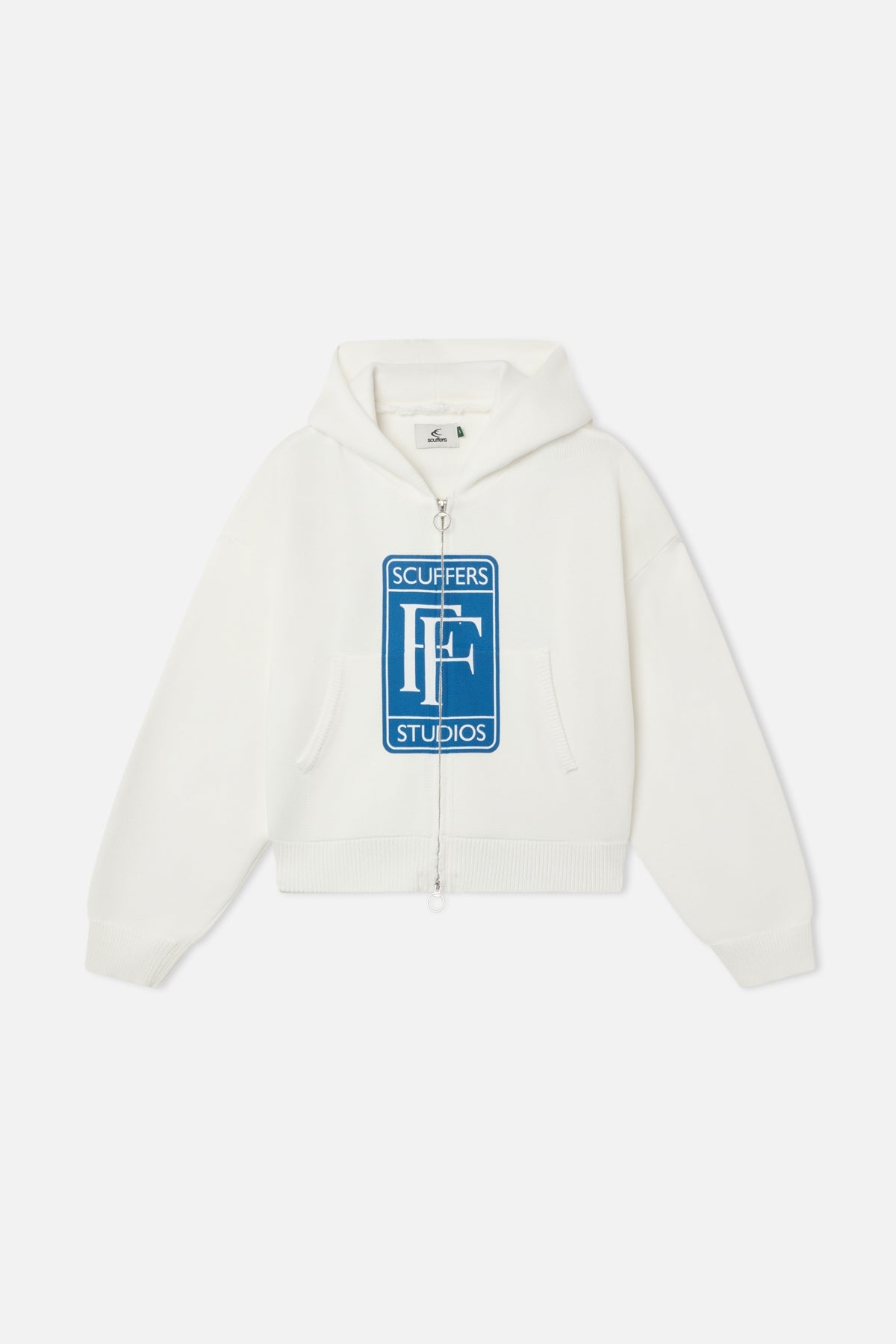 Fermeture éclair en tricot blanc roulé