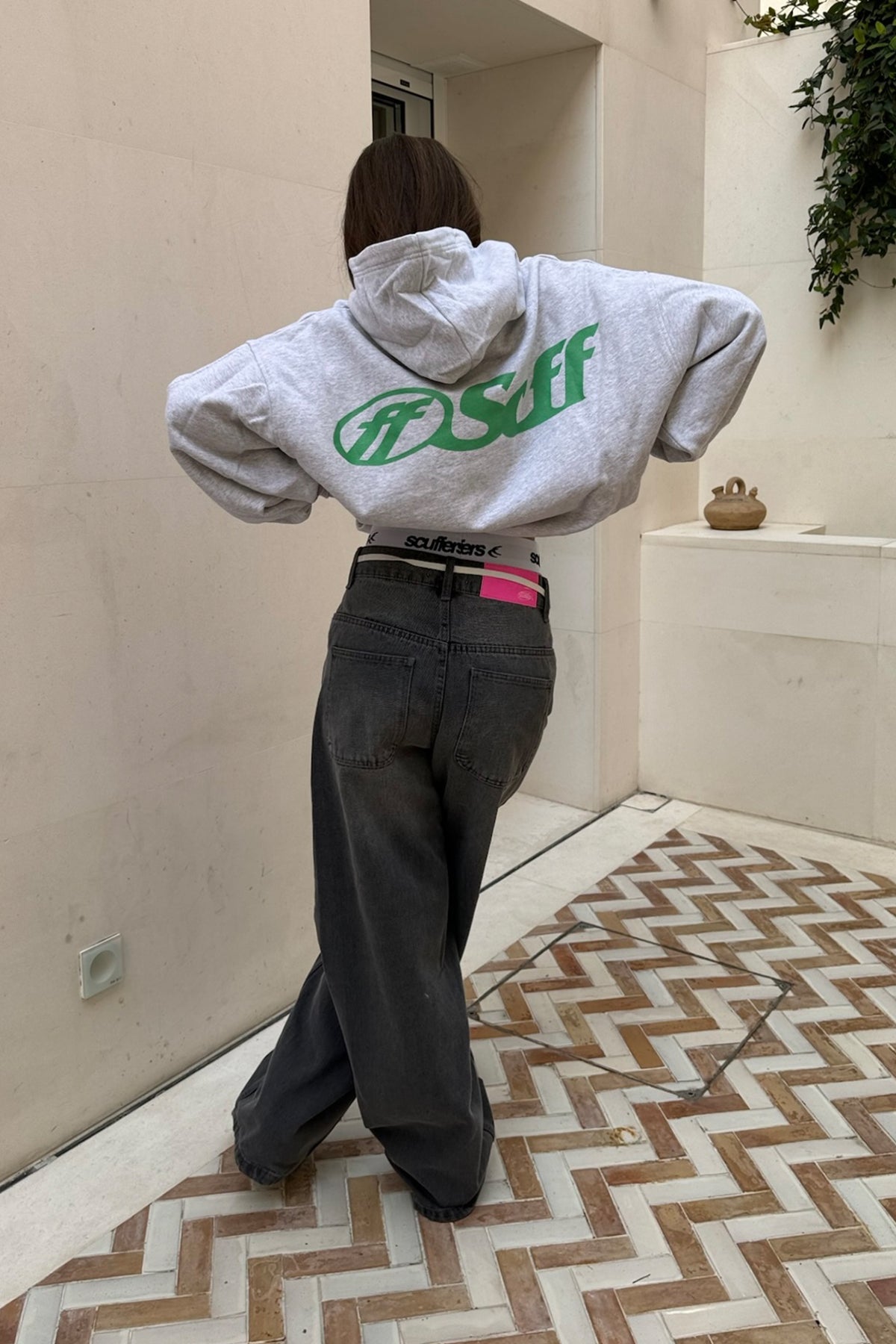 Sweat à capuche gris clair SCFF HD