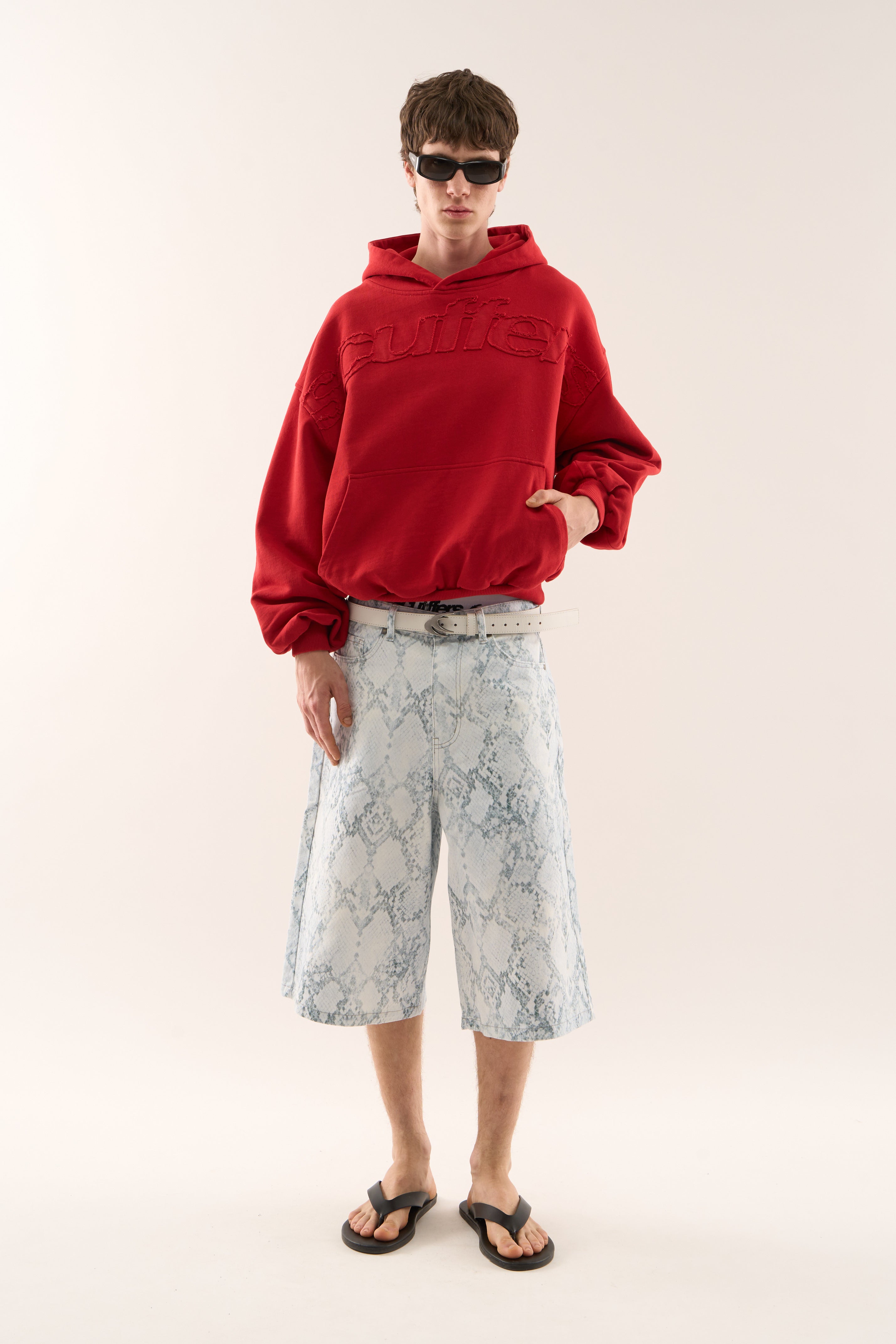 Short Jumbo bleu clair à imprimé serpent